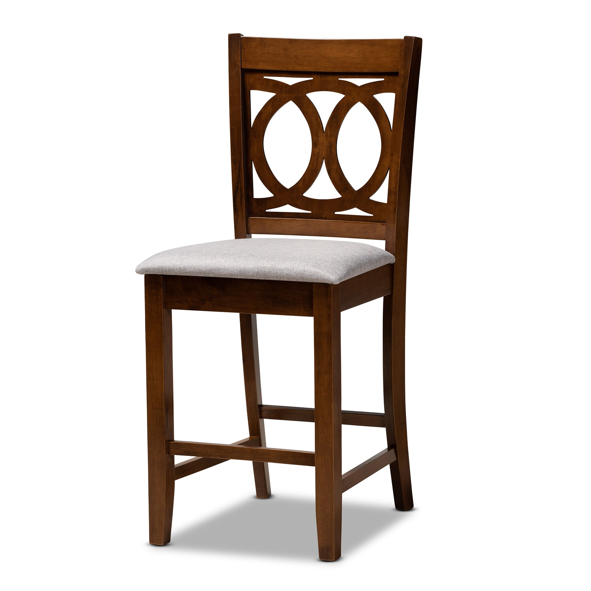 Baxton Studio Lenoir Modern and Contemporary Grey Fabric Upholstered Walnut Brown Finished 5-Piece Wood Pub Set