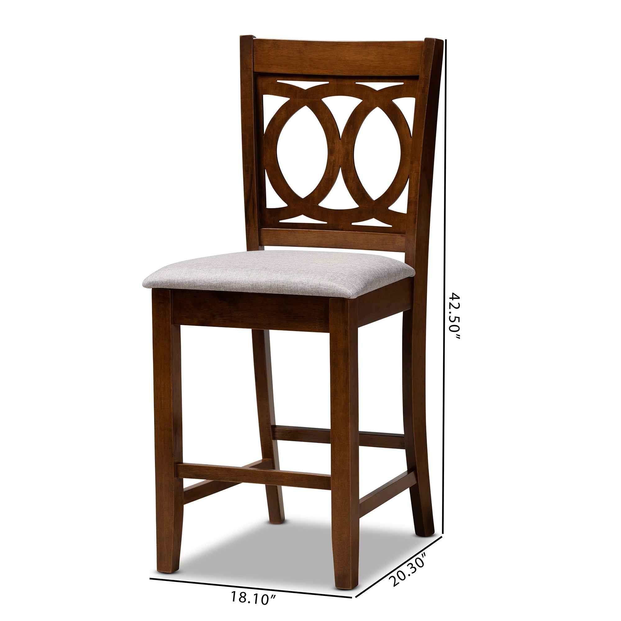 Baxton Studio Lenoir Modern and Contemporary Grey Fabric Upholstered Walnut Brown Finished Wood 2-Piece Counter Height Pub Chair Set