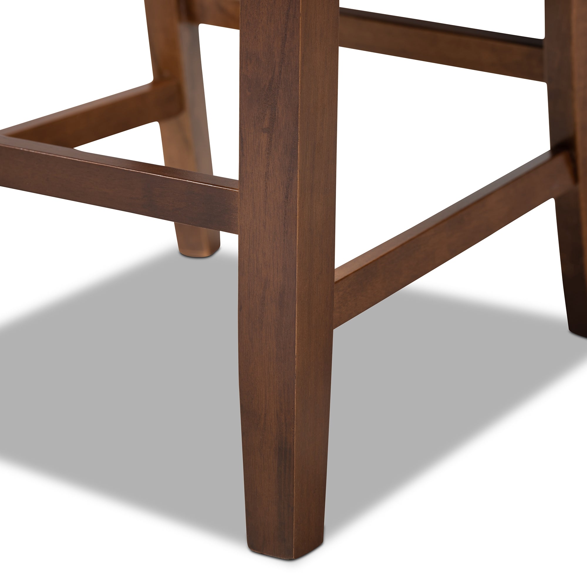 Baxton Studio Caron Modern and Contemporary Grey Fabric Upholstered Walnut Brown Finished 2-Piece Wood Counter Height Pub Chair Set