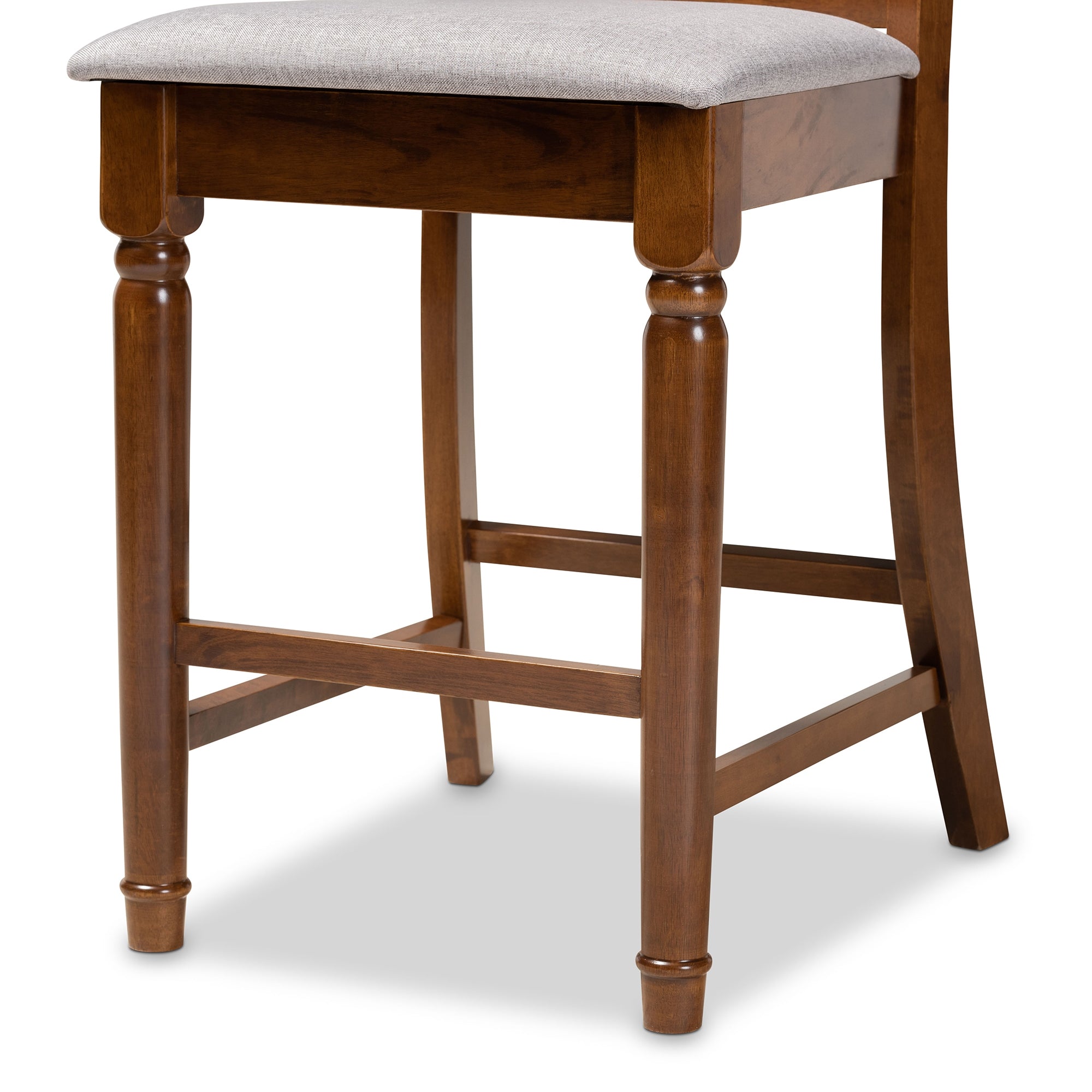 Baxton Studio Verina Modern and Contemporary Grey Fabric Upholstered Walnut Brown Finished 5-Piece Wood Pub Set