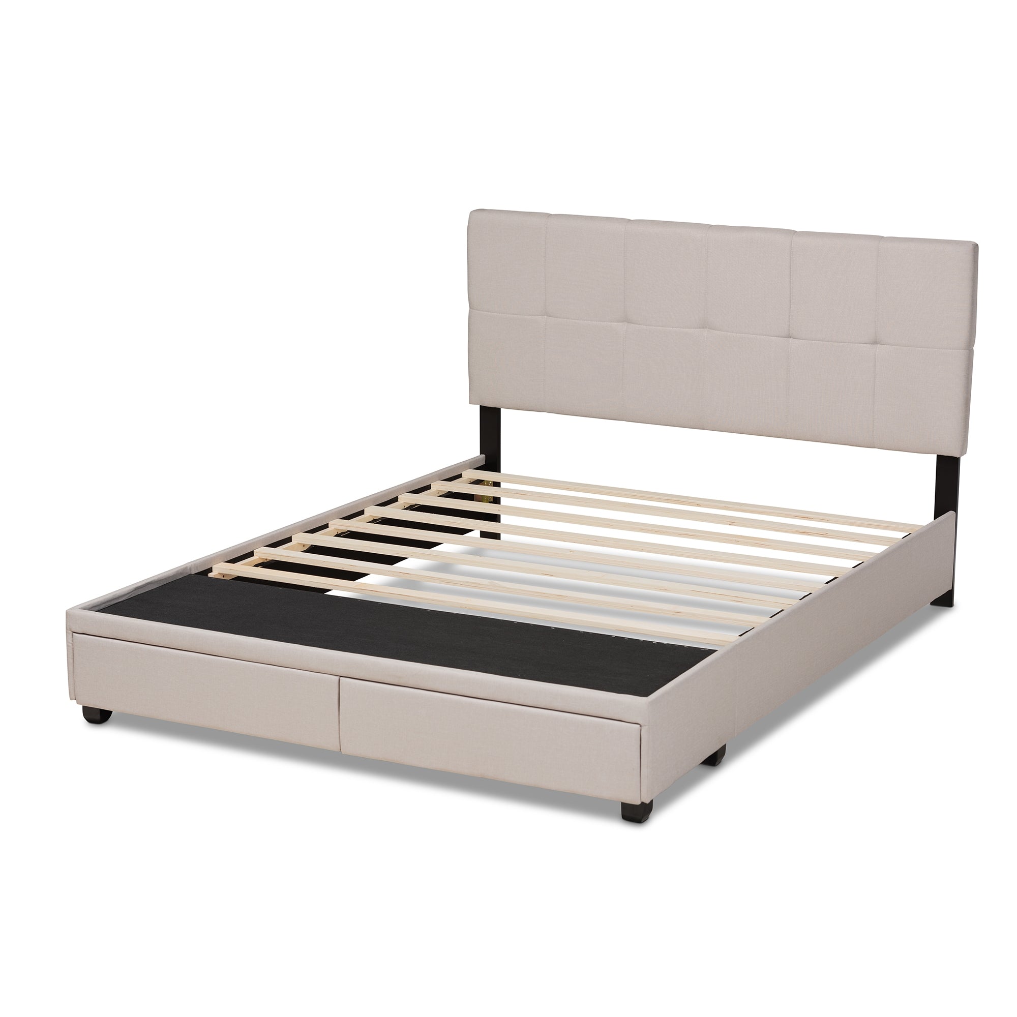 Baxton Studio Netti Beige Fabric Upholstered 2-Drawer Queen Size Platform Storage Bed