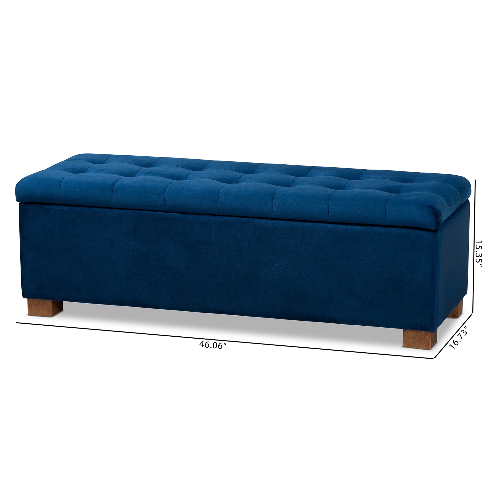 Baxton Studio Roanoke Modern and Contemporary Navy Blue Velvet Fabric Upholstered Grid-Tufted Storage Ottoman Bench