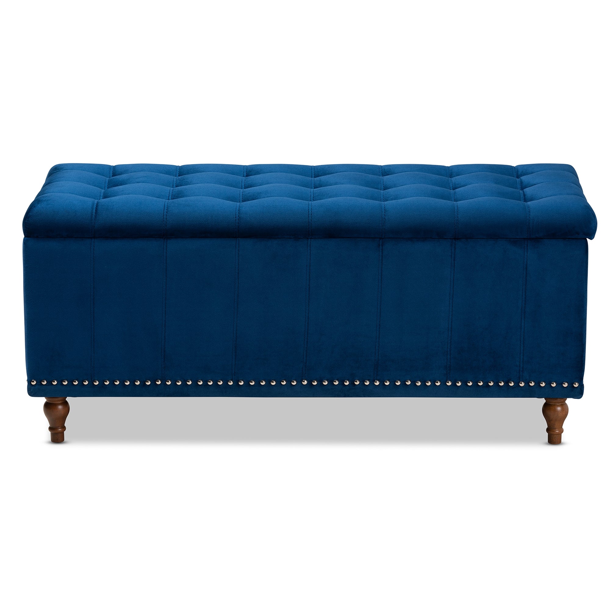 Baxton Studio Kaylee Modern and Contemporary Navy Blue Velvet Fabric Upholstered Button-Tufted Storage Ottoman Bench