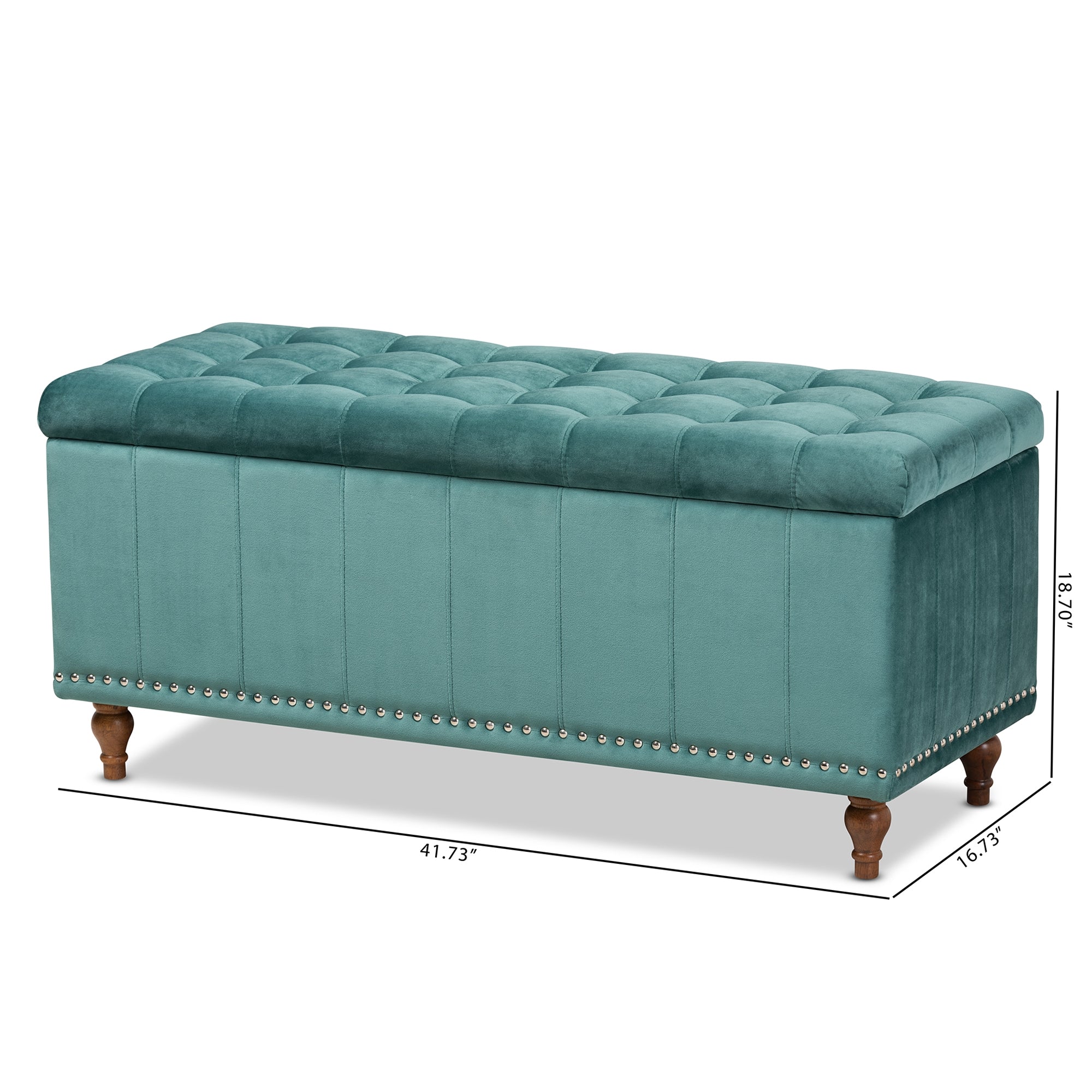 Baxton Studio Kaylee Modern and Contemporary Teal Blue Velvet Fabric Upholstered Button-Tufted Storage Ottoman Bench