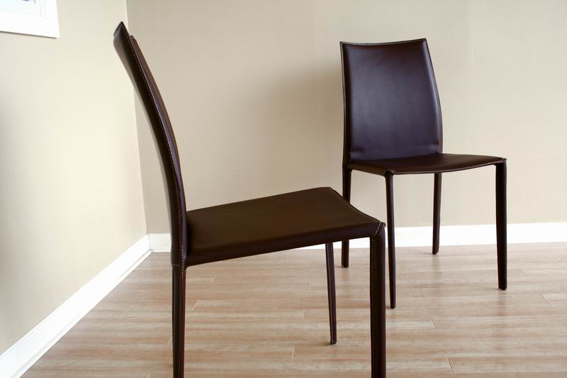 Baxton Studio Rockford Brown Leather Dining Chair (Set of 2)