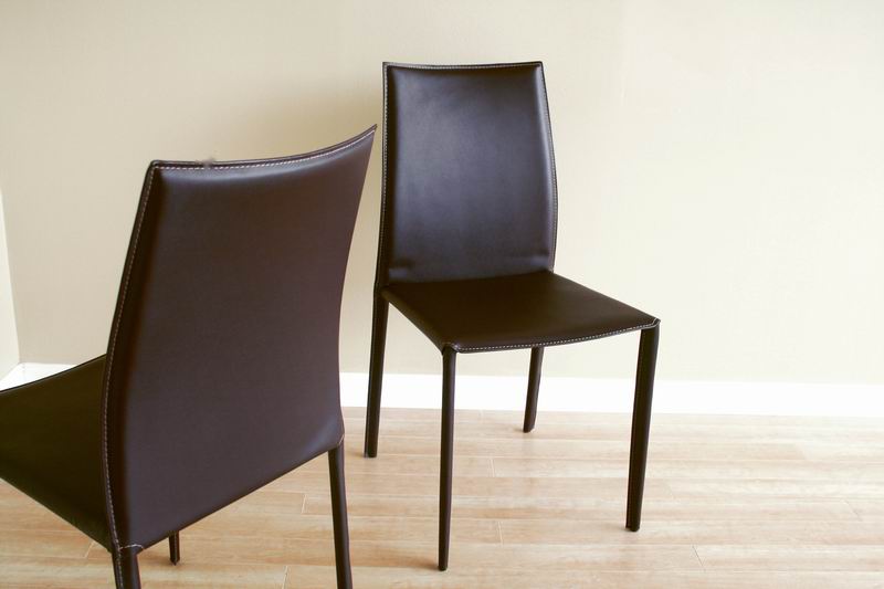 Baxton Studio Rockford Brown Leather Dining Chair (Set of 2)