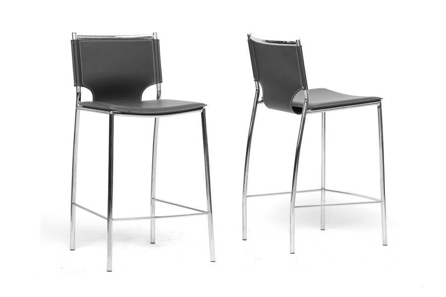 Baxton Studio Montclare Modern and Contemporary Black Bonded Leather Upholstered 2-Piece Counter Stool Set