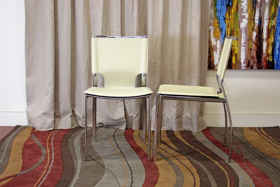 Baxton Studio Montclare Ivory Leather Modern Dining Chair (Set of 2)
