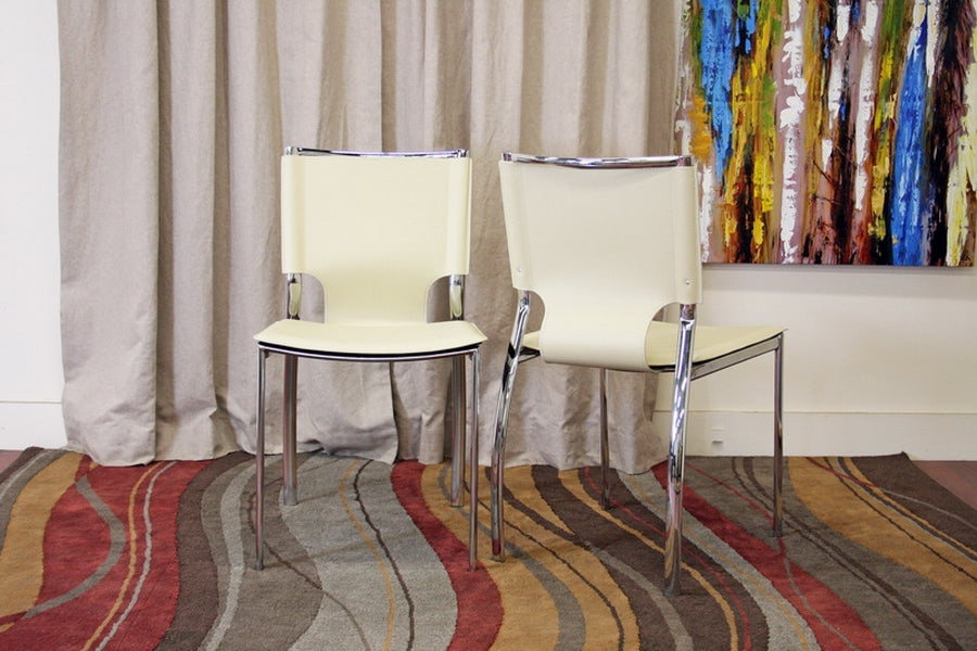 Baxton Studio Montclare Ivory Leather Modern Dining Chair (Set of 2)