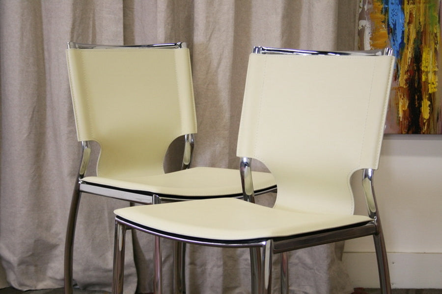 Baxton Studio Montclare Ivory Leather Modern Dining Chair (Set of 2)