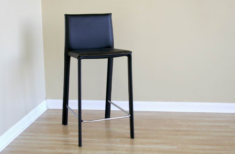 Baxton Studio Crawford Black Leather Counter Height Stool (Set of 2)