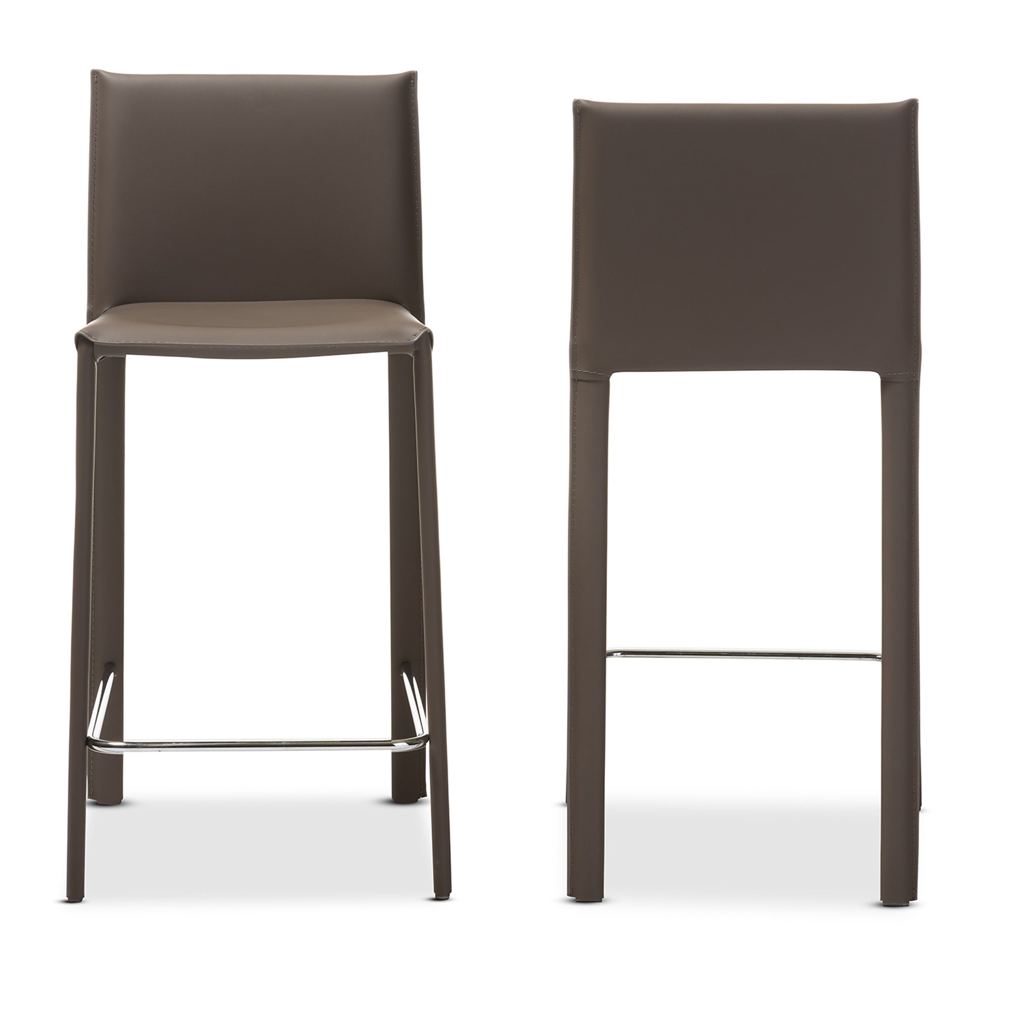 Baxton Studio Crawford Modern and Contemporary Taupe Leather Upholstered Counter Height Stool (Set of 2)