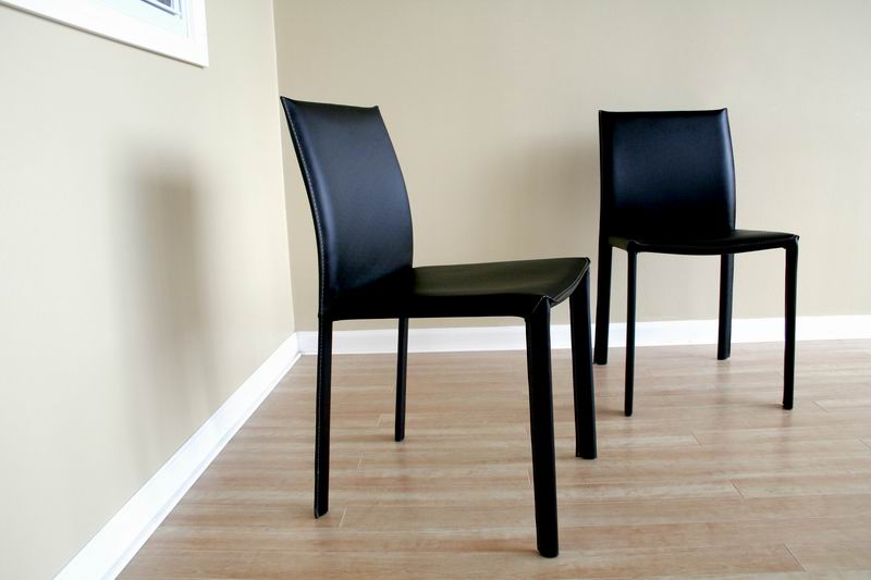 Baxton Studio Black Burridge Leather Dining Chair (Set of 2)