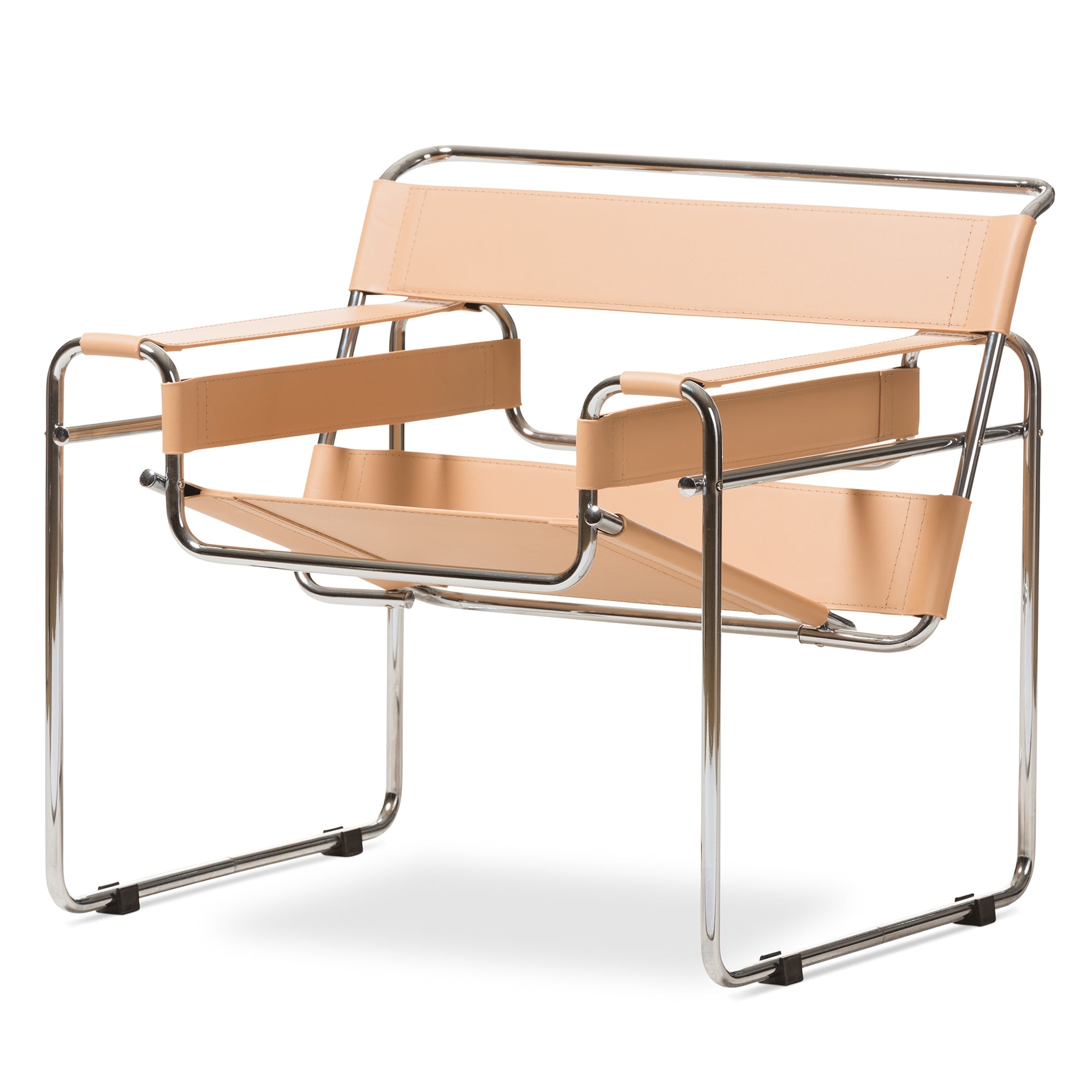Baxton Studio Jericho Tan Leather Mid-Century Modern Accent Chair