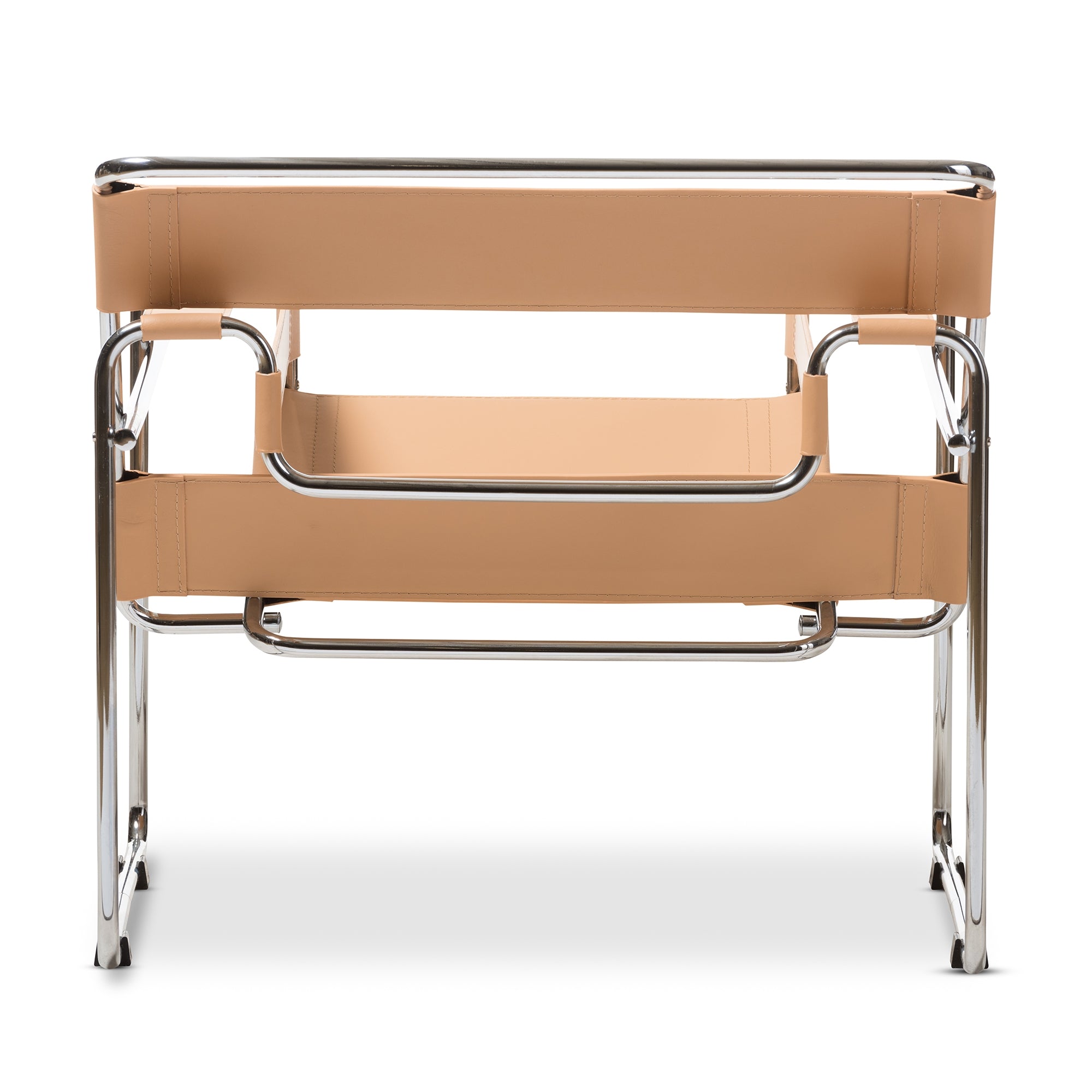 Baxton Studio Jericho Tan Leather Mid-Century Modern Accent Chair