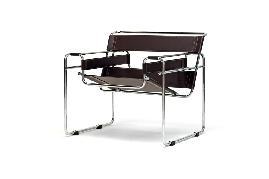 Baxton Studio Jericho Brown Leather Accent Chair