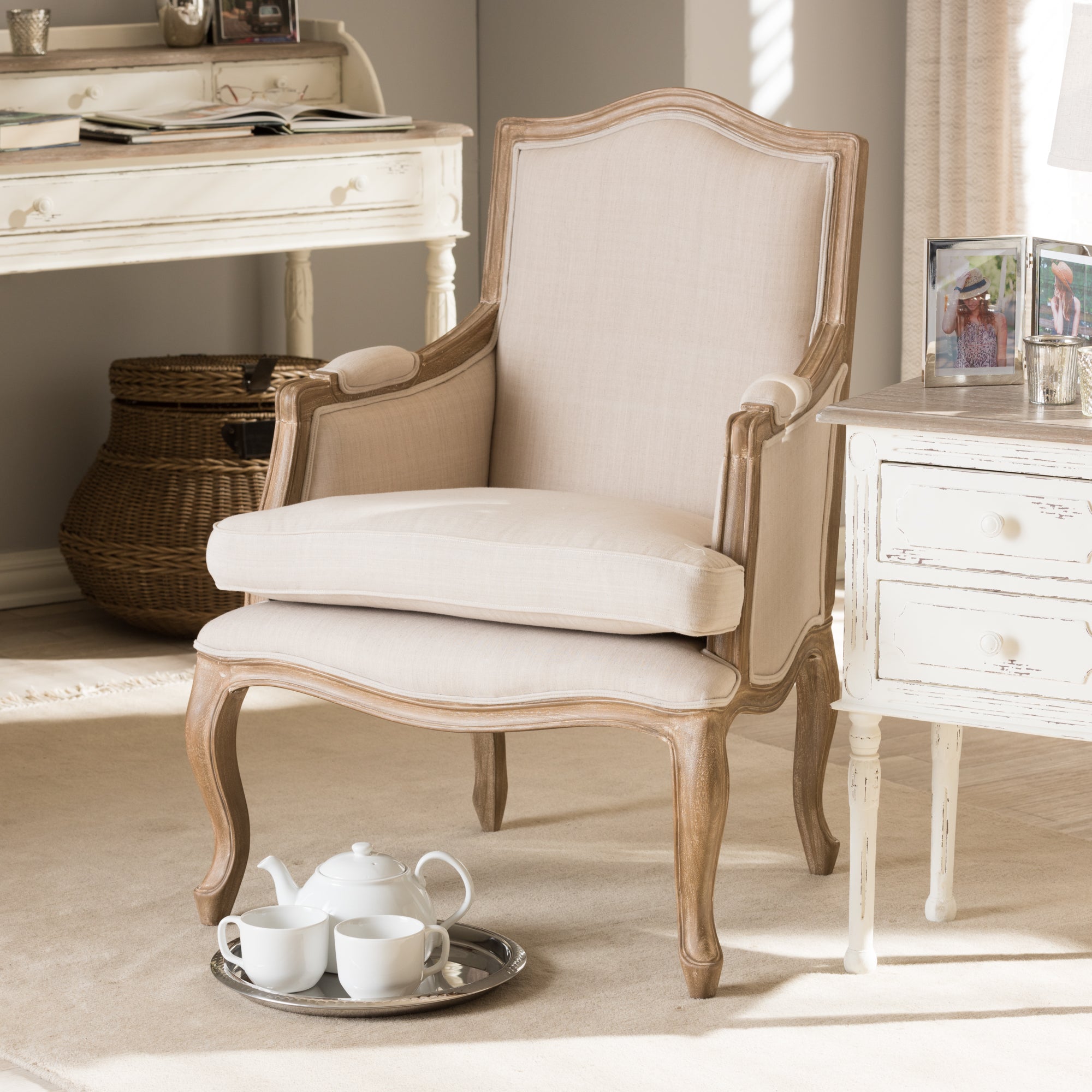 Baxton Studio Nivernais Wood Traditional French Accent Chair
