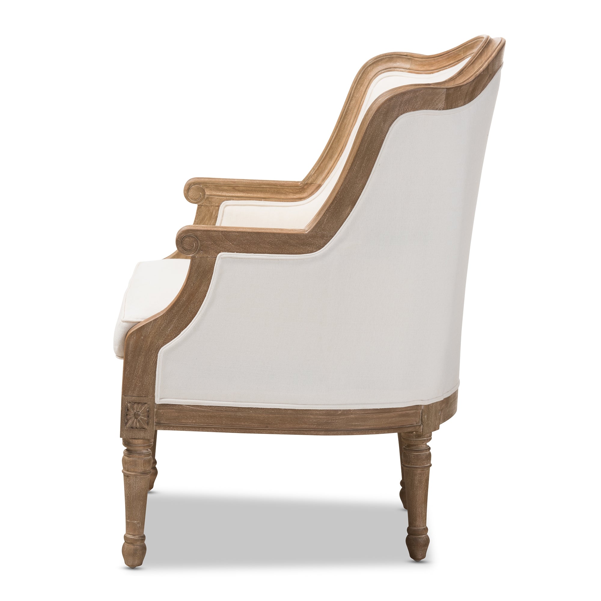 Baxton Studio Charlemagne Traditional French Accent Chair-Oak