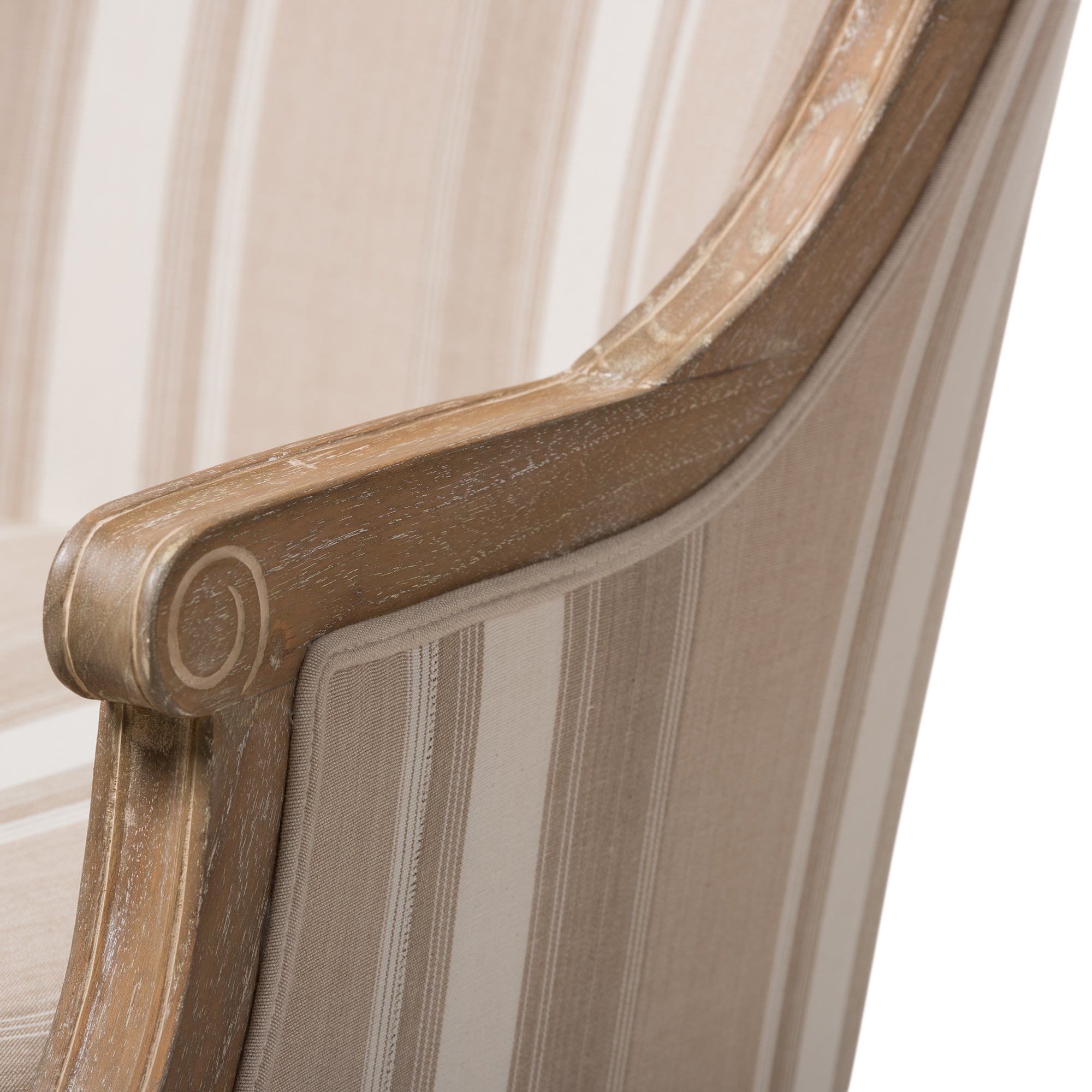 Baxton Studio Charlemagne Traditional French Accent Chair-Oak (Brown Stripe)