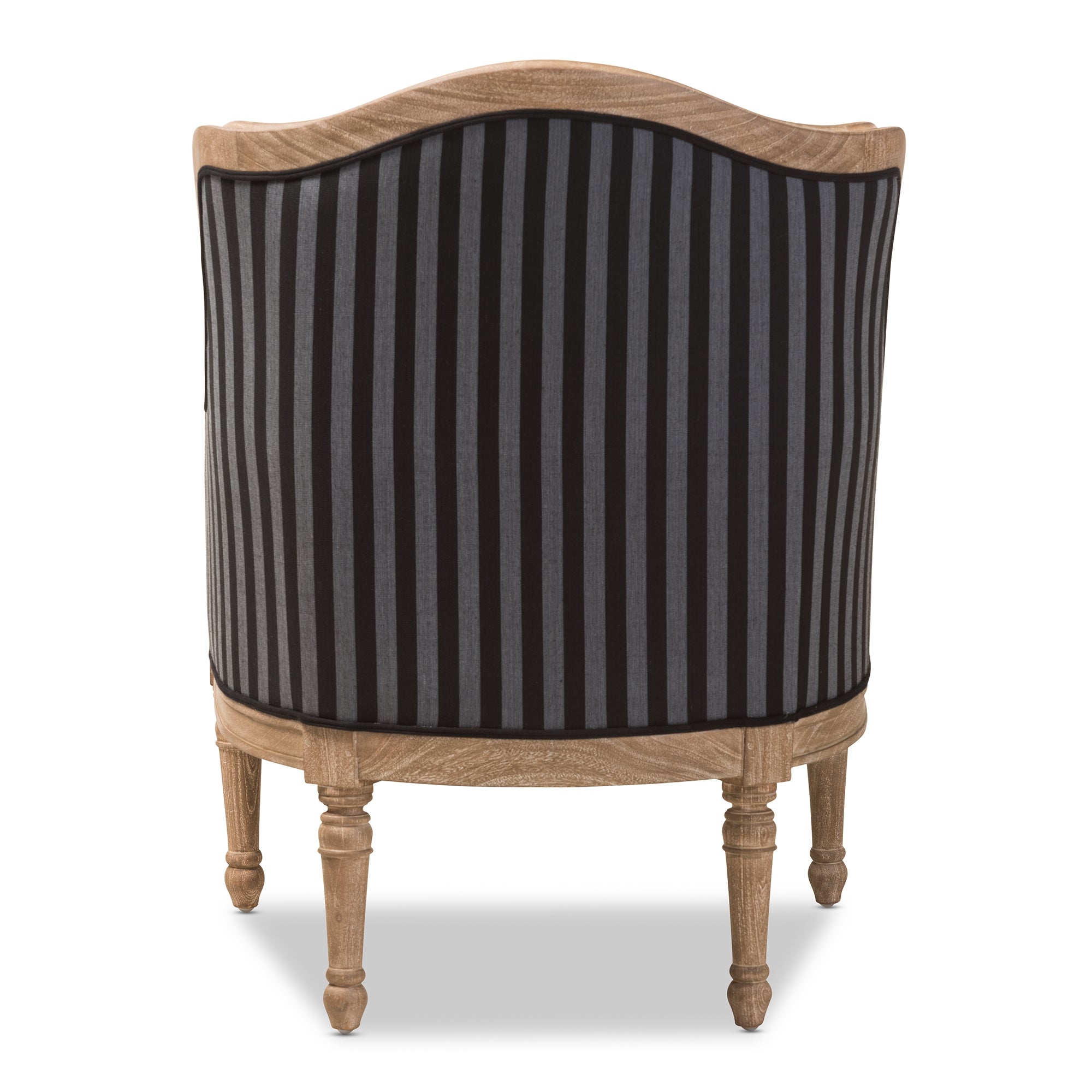 Baxton Studio Charlemagne Traditional French Black and Grey Striped Accent Chair
