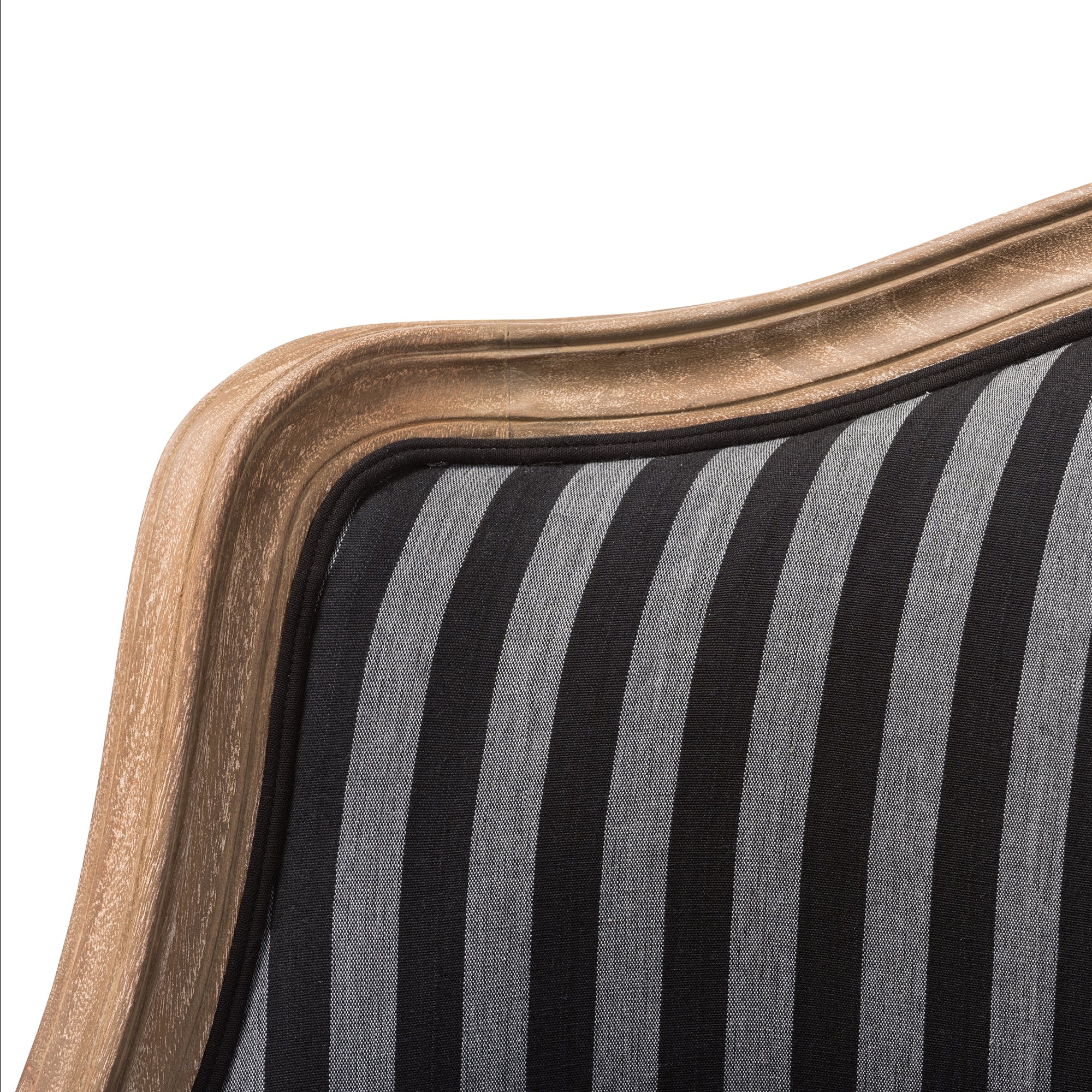 Baxton Studio Charlemagne Traditional French Black and Grey Striped Accent Chair