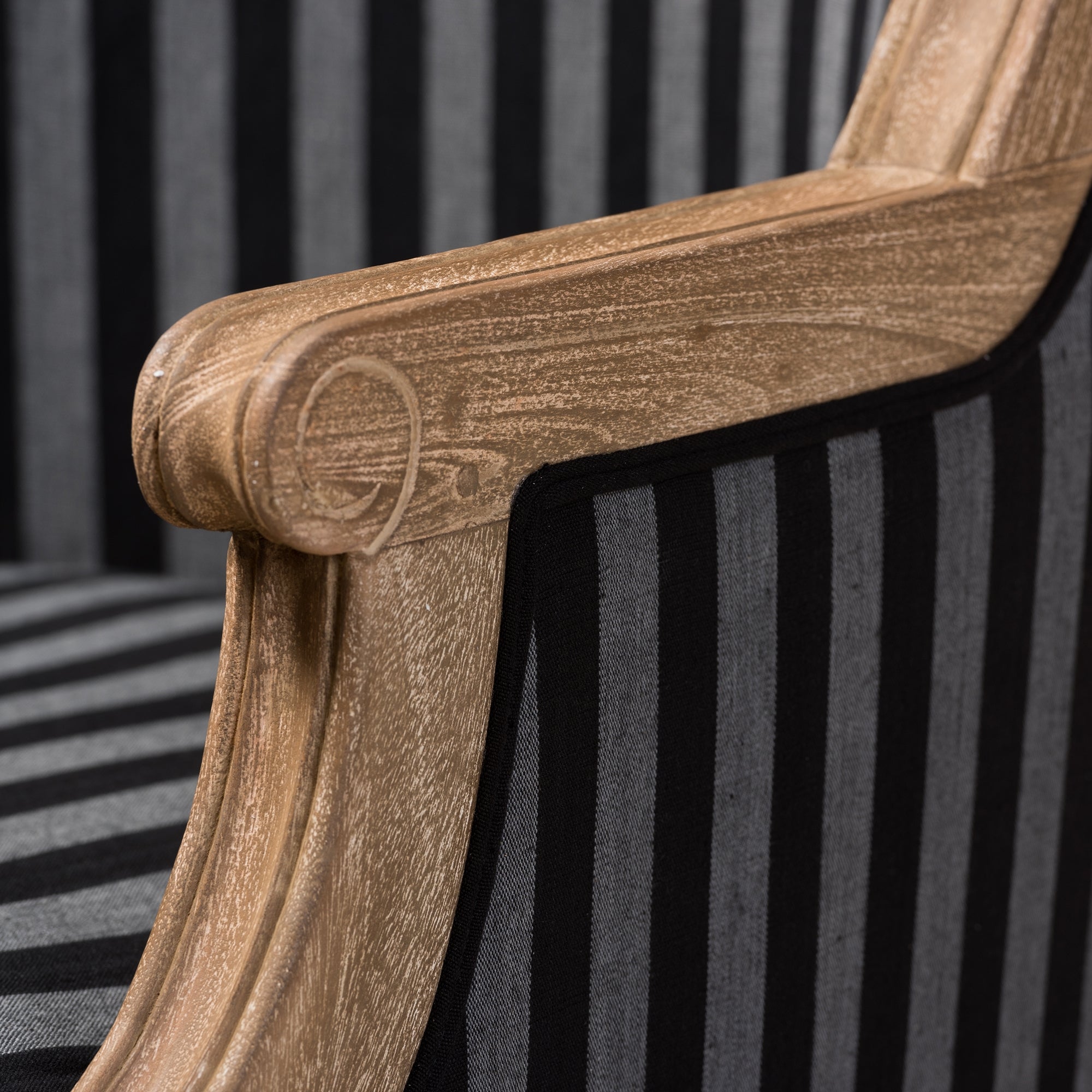 Baxton Studio Charlemagne Traditional French Black and Grey Striped Accent Chair