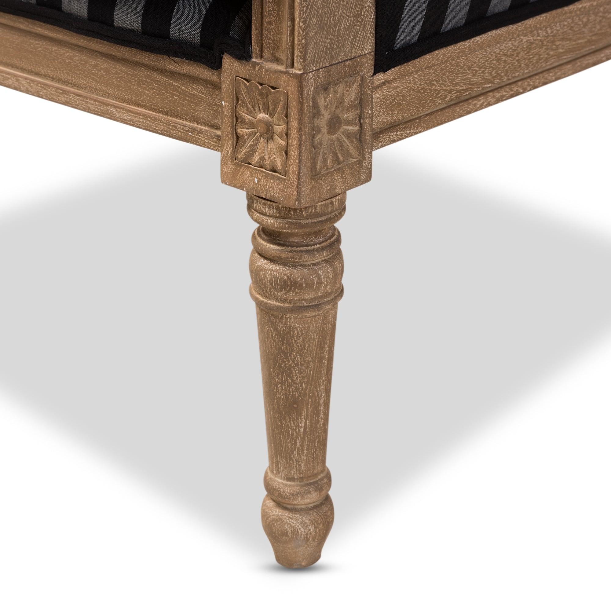 Baxton Studio Charlemagne Traditional French Black and Grey Striped Accent Chair