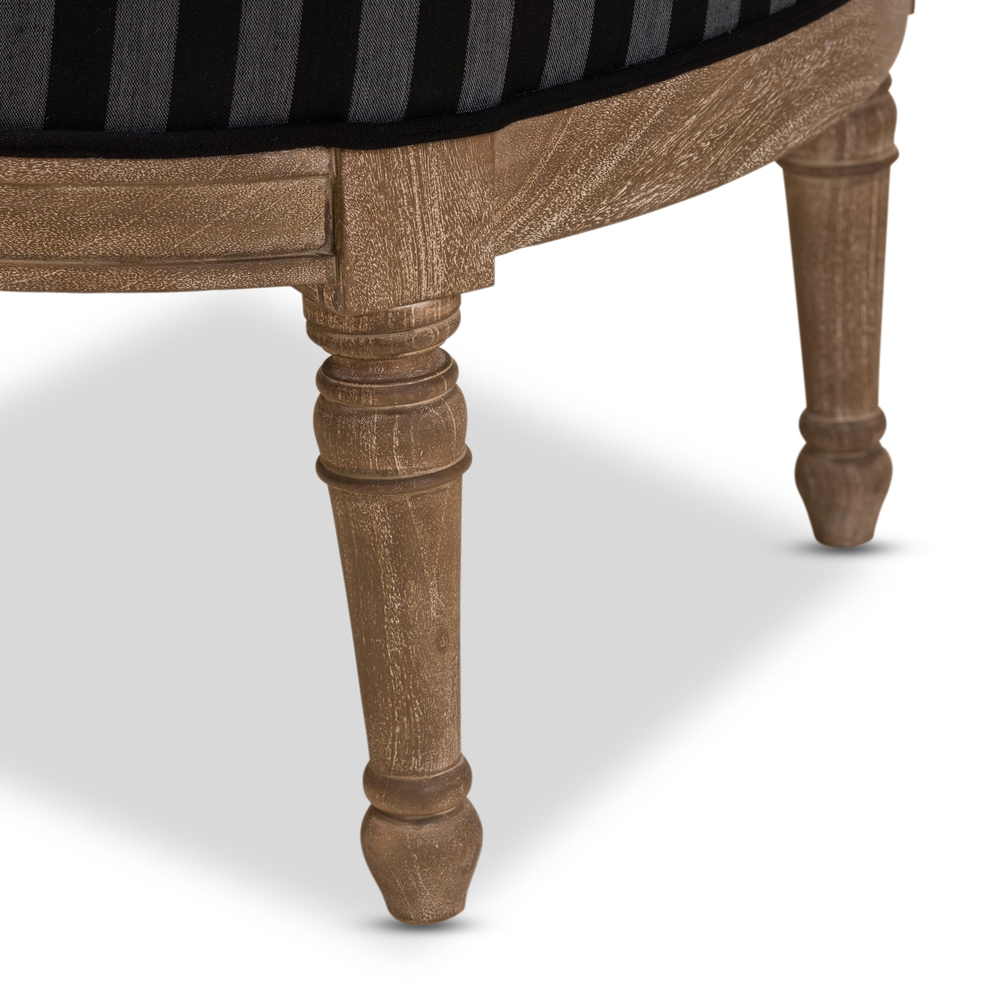 Baxton Studio Charlemagne Traditional French Black and Grey Striped Accent Chair