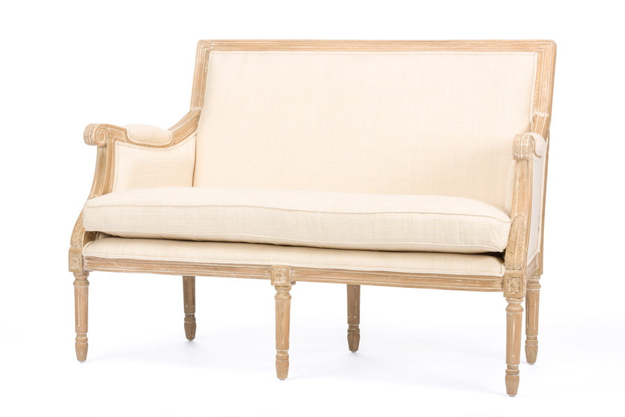 Baxton Studio Chavanon Wood & Light Beige Linen Traditional French Loveseat