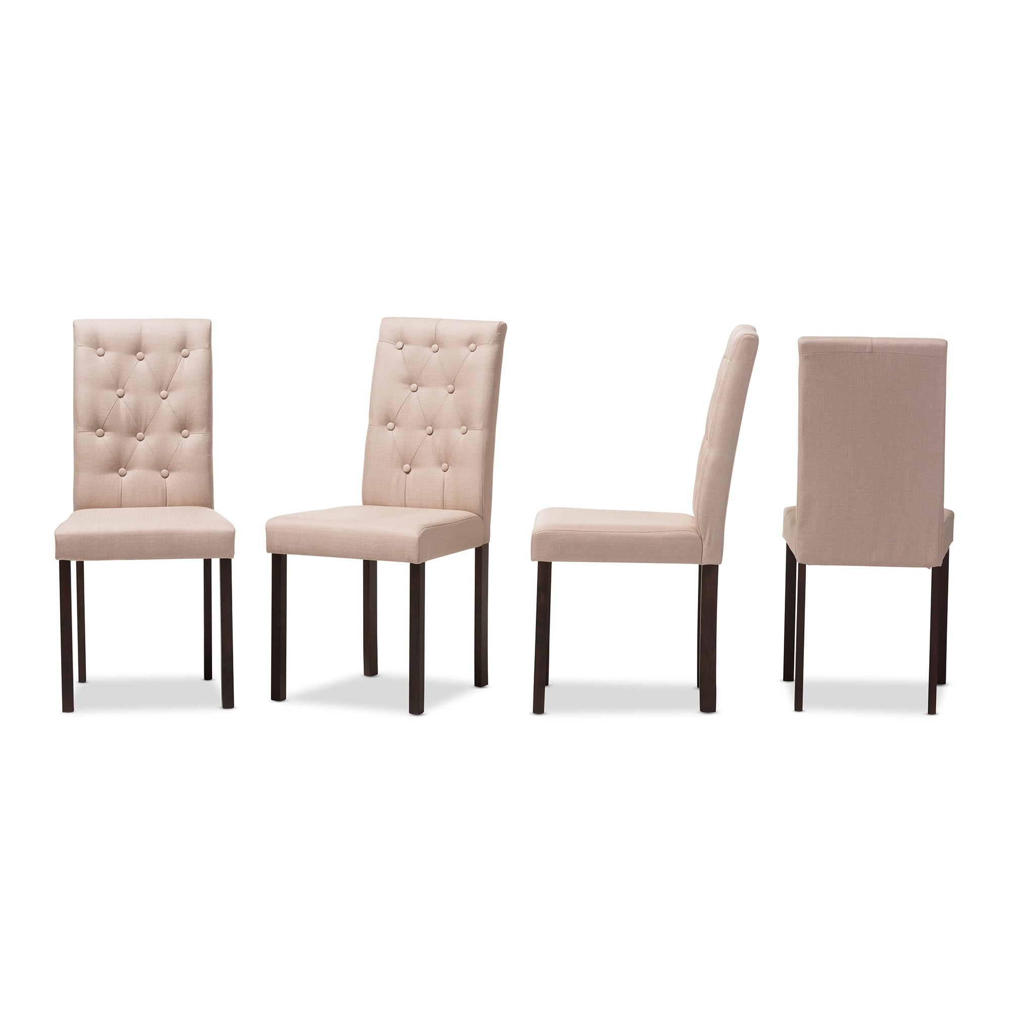 Baxton Studio Gardner Modern and Contemporary 5-Piece Dark Brown Finished Beige Fabric Upholstered Dining Set
