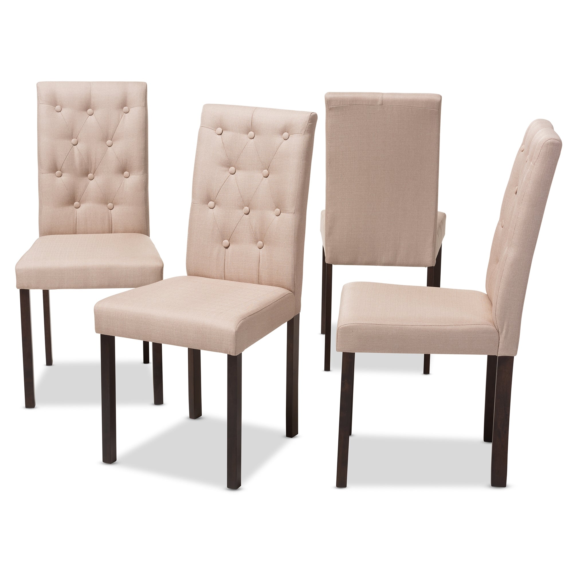 Baxton Studio Gardner Modern and Contemporary Dark Brown Finished Beige Fabric Upholstered Dining Chair (Set of 4)
