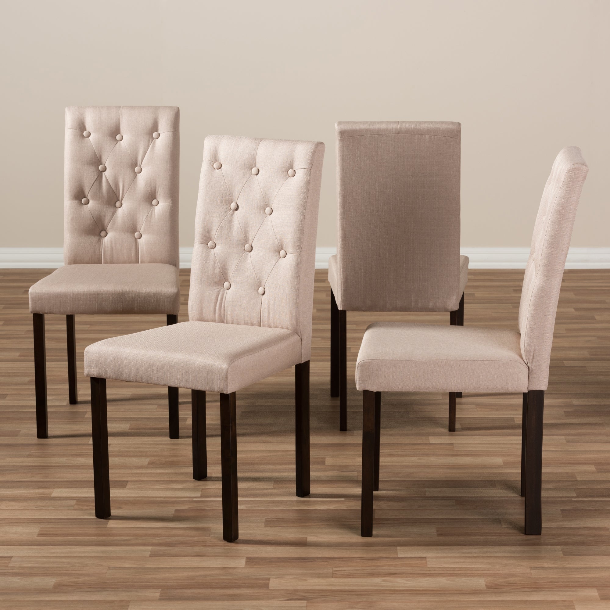 Baxton Studio Gardner Modern and Contemporary 5-Piece Dark Brown Finished Beige Fabric Upholstered Dining Set