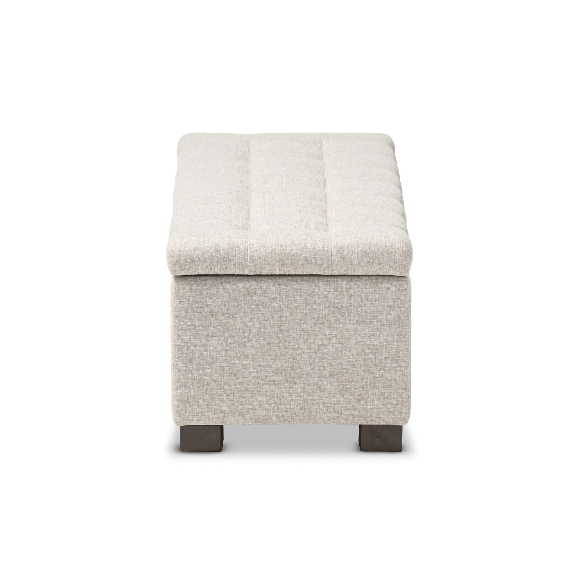 Baxton Studio Roanoke Modern and Contemporary Beige Fabric Upholstered Grid-Tufting Storage Ottoman Bench