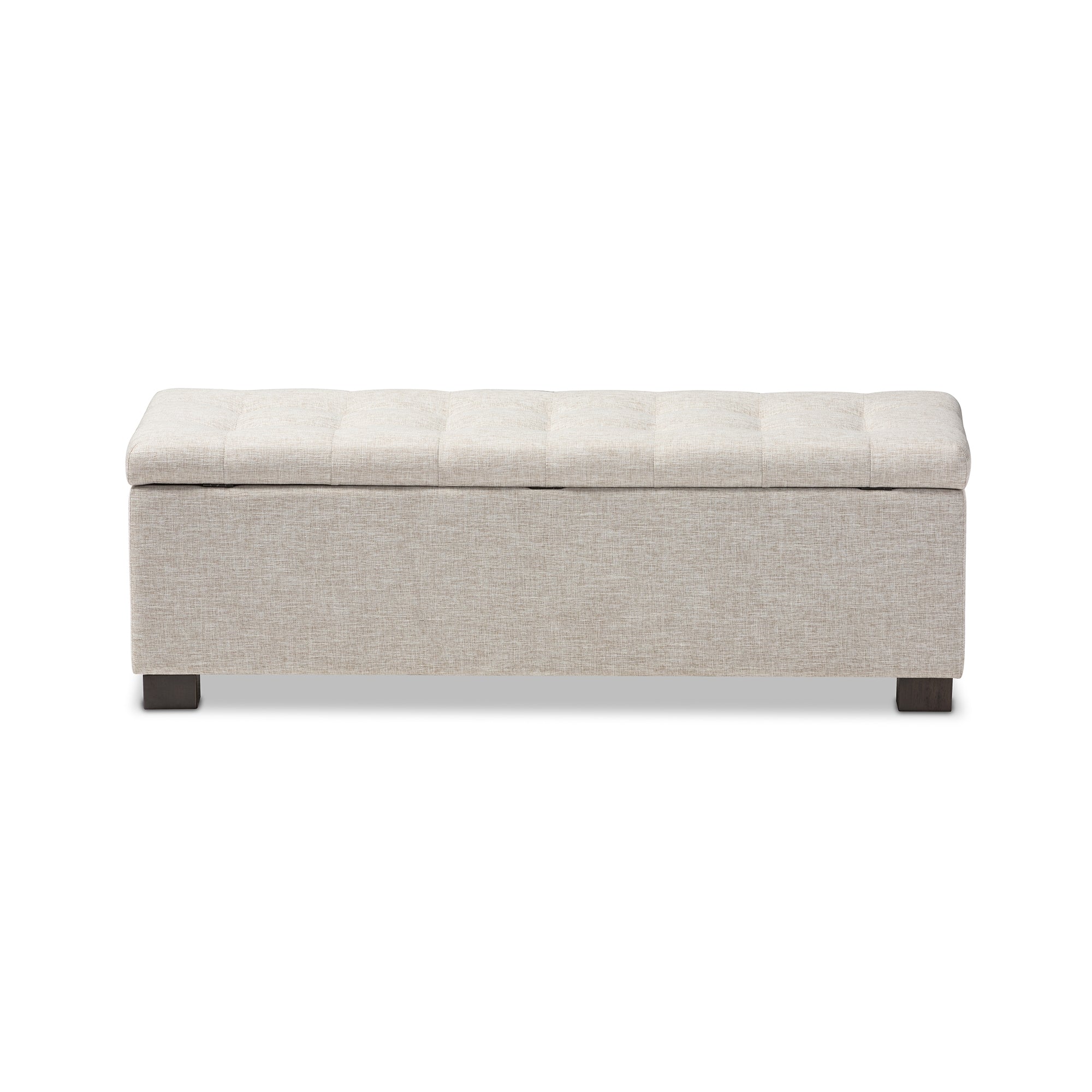 Baxton Studio Roanoke Modern and Contemporary Beige Fabric Upholstered Grid-Tufting Storage Ottoman Bench