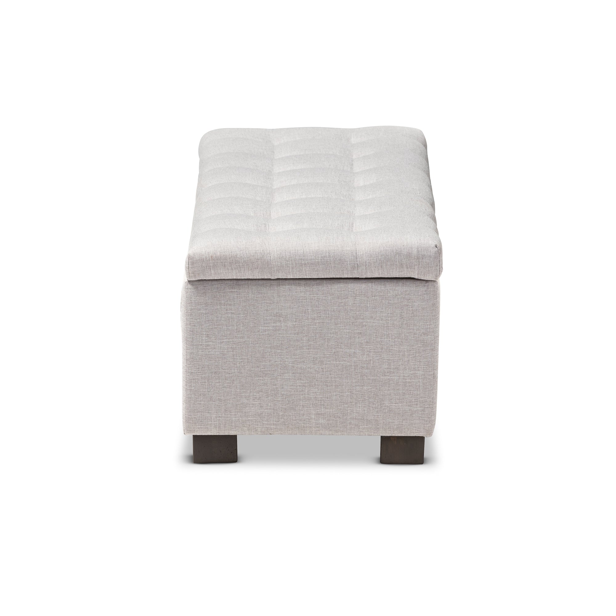 Baxton Studio Roanoke Modern and Contemporary Grayish Beige Fabric Upholstered Grid-Tufting Storage Ottoman Bench