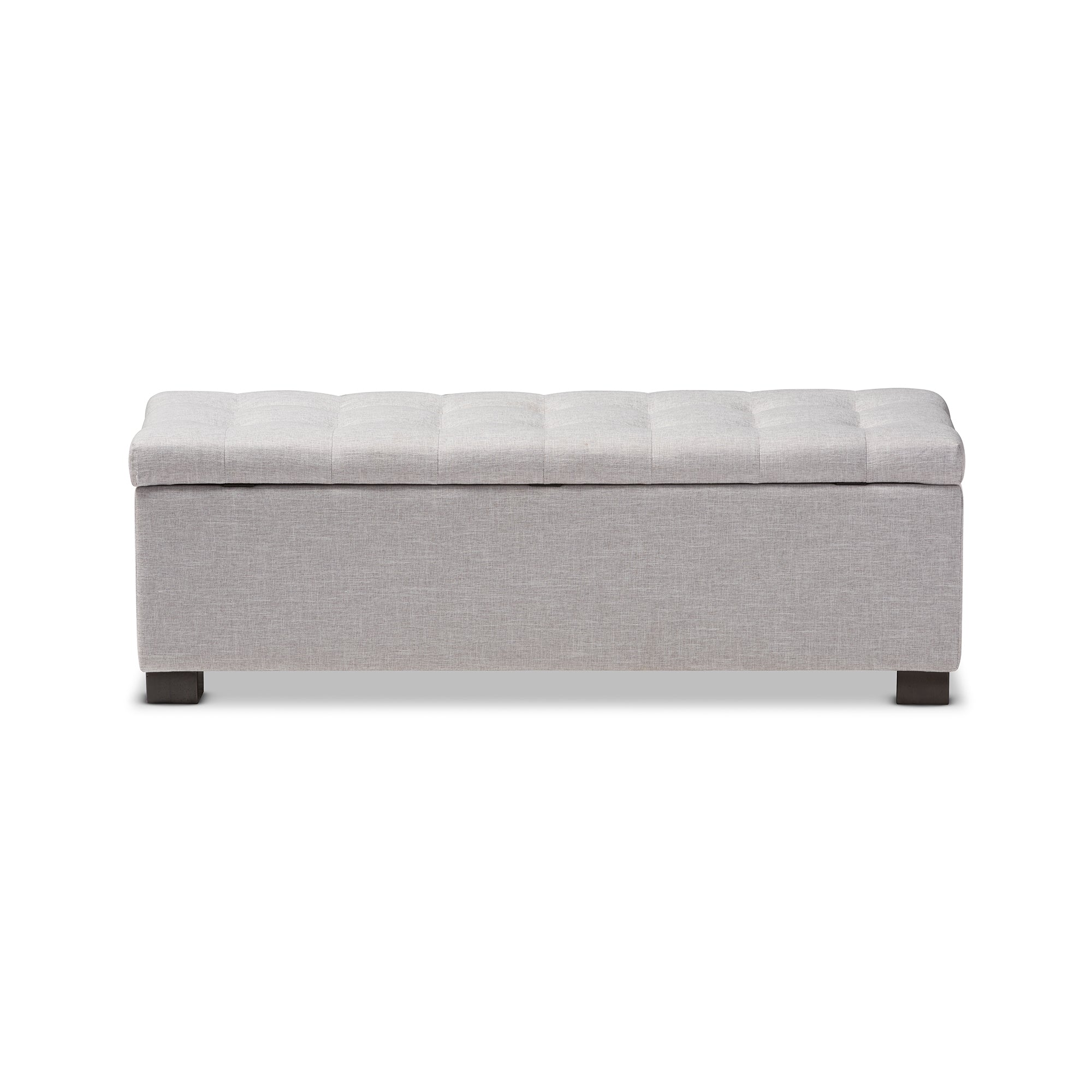 Baxton Studio Roanoke Modern and Contemporary Grayish Beige Fabric Upholstered Grid-Tufting Storage Ottoman Bench