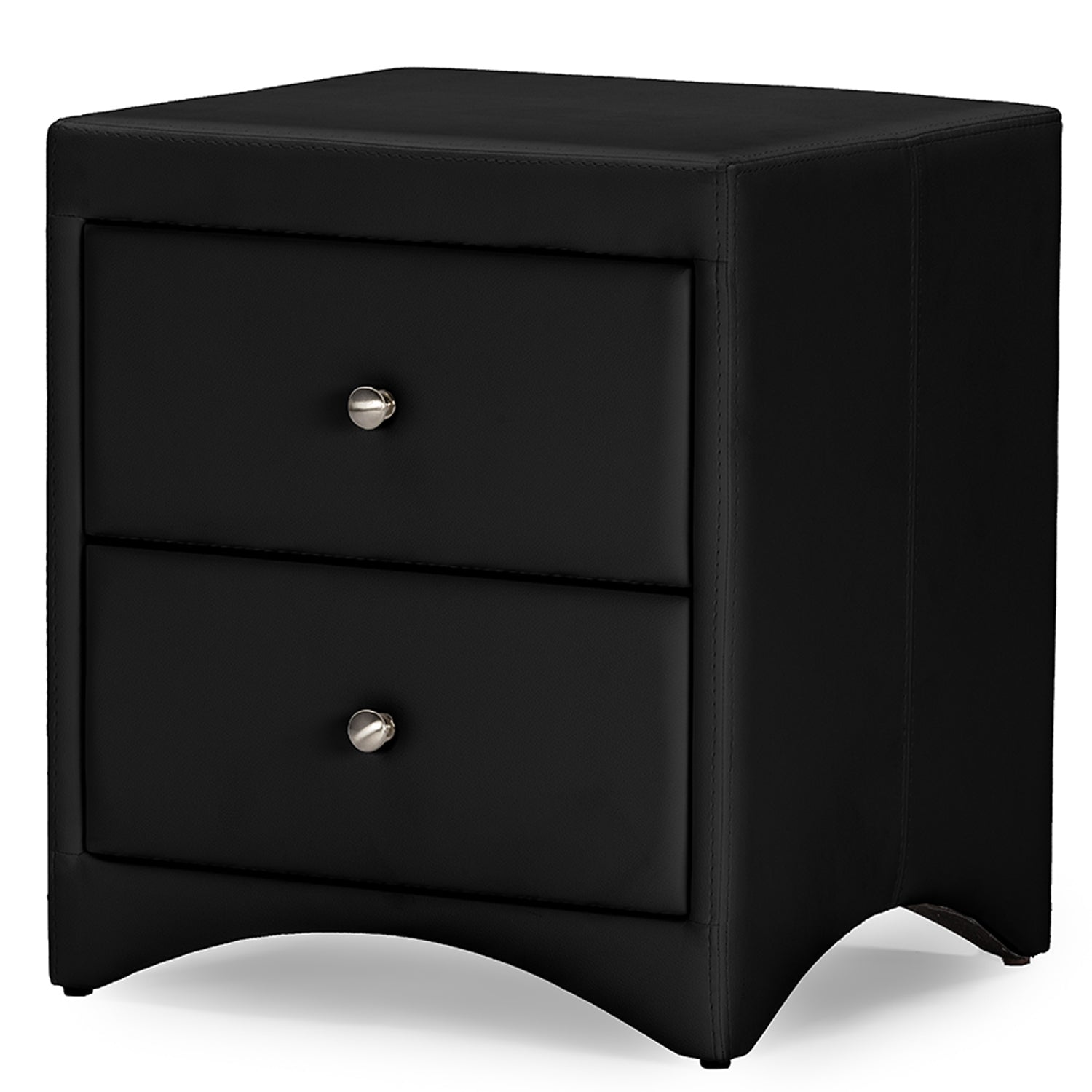 Baxton Studio  Dorian Black Faux Leather Upholstered Modern Nightstand