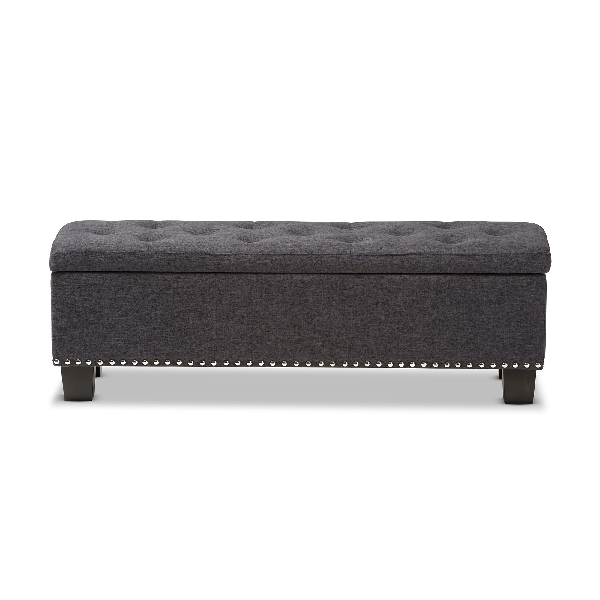 Baxton Studio Hannah Modern and Contemporary Dark Grey Fabric Upholstered Button-Tufting Storage Ottoman Bench