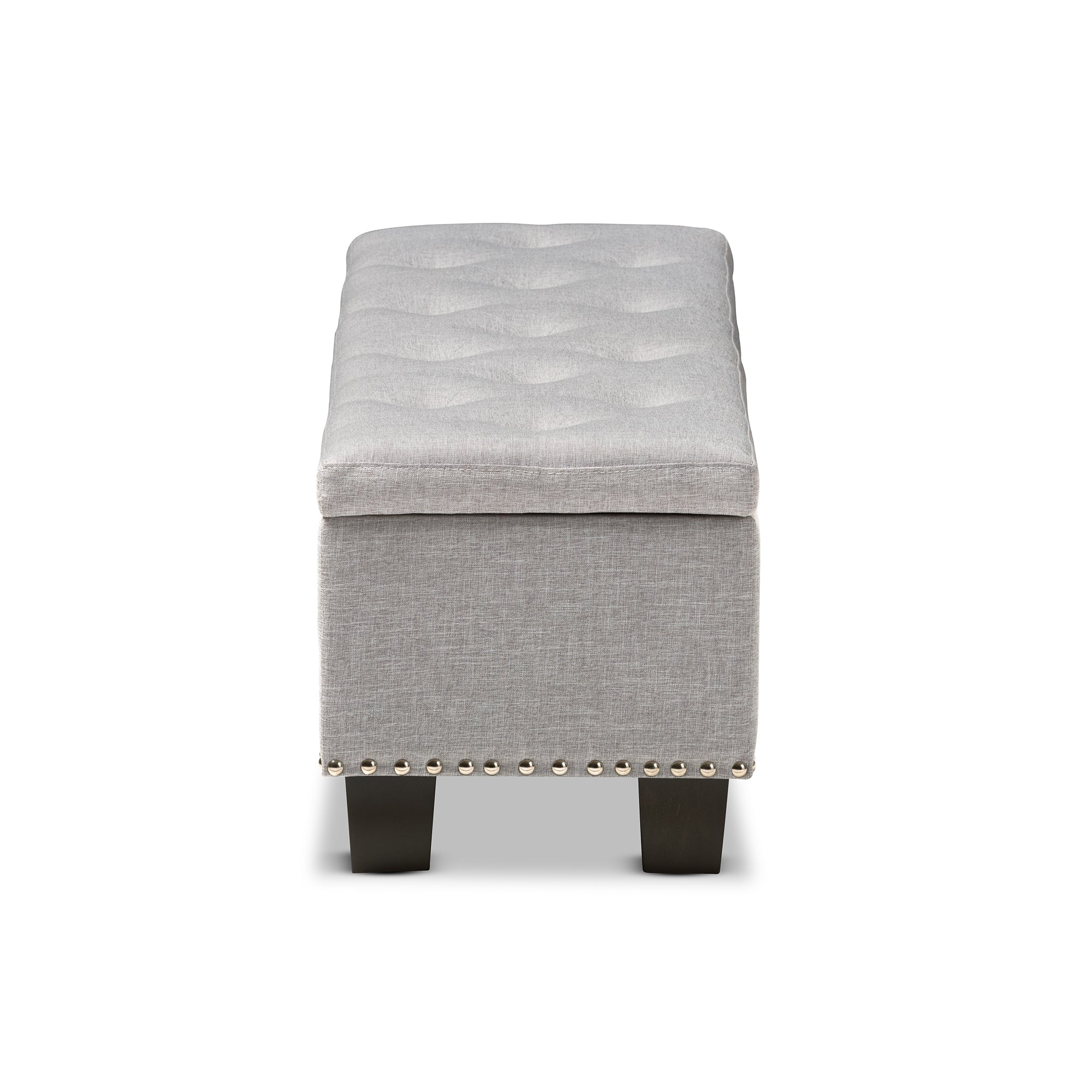 Baxton Studio Hannah Modern and Contemporary Grayish Beige Fabric Upholstered Button-Tufting Storage Ottoman Bench