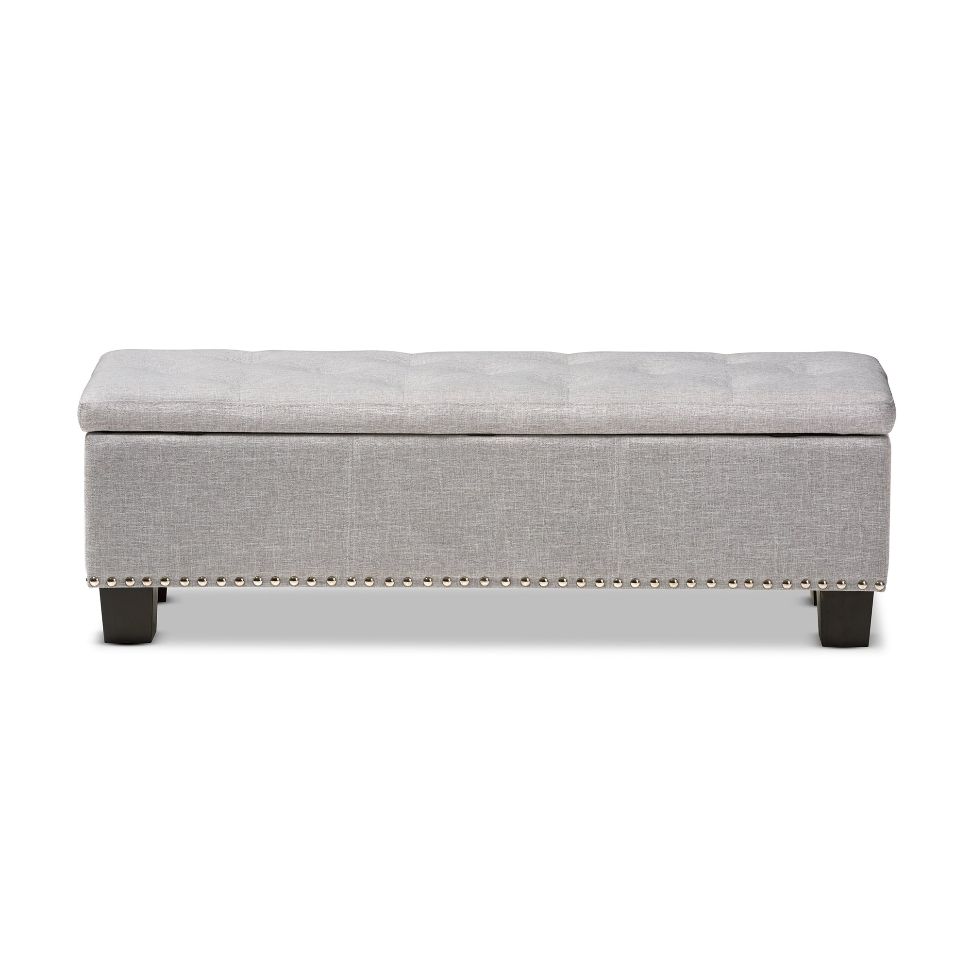 Baxton Studio Hannah Modern and Contemporary Grayish Beige Fabric Upholstered Button-Tufting Storage Ottoman Bench