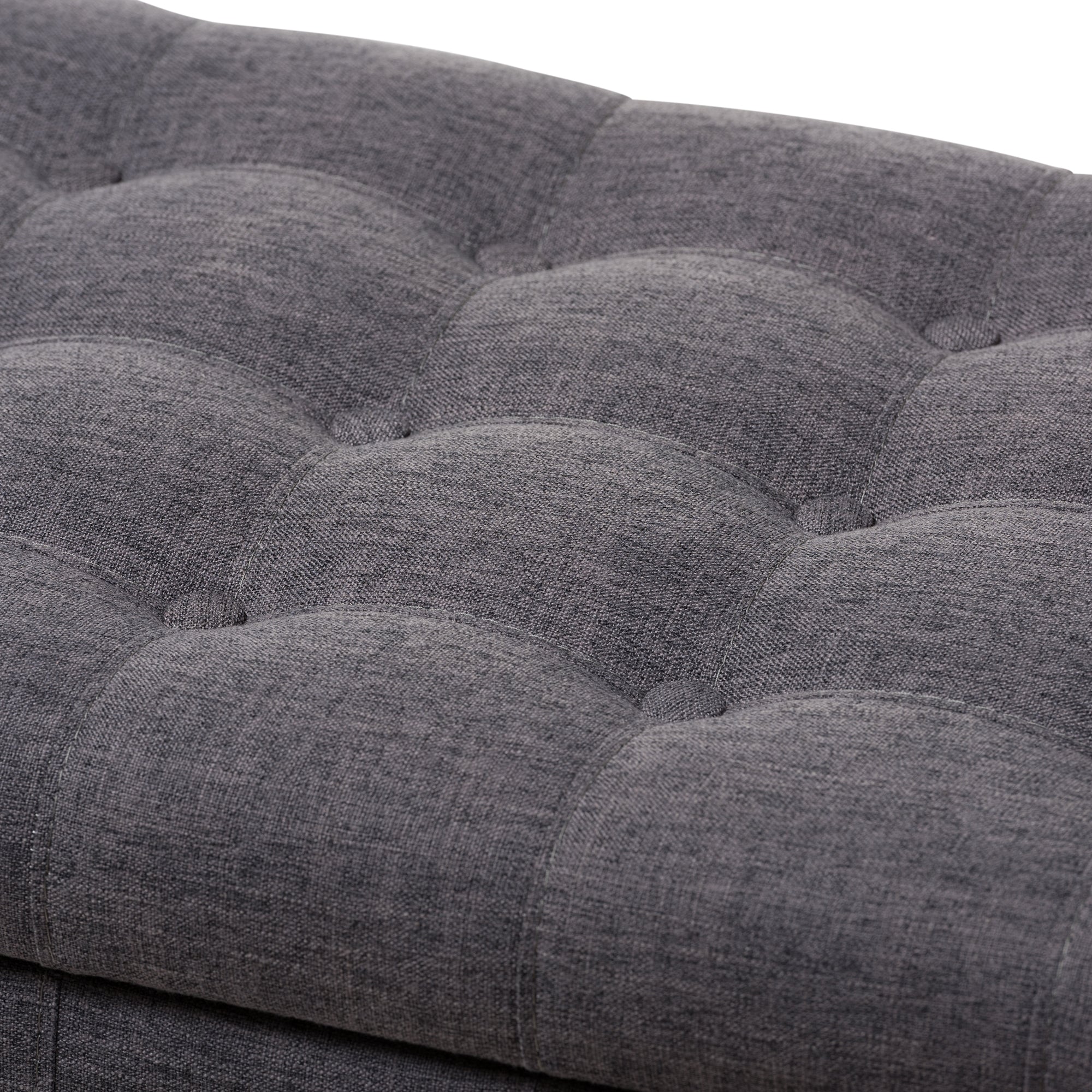 Baxton Studio Kaylee Modern Classic Dark Grey Fabric Upholstered Button-Tufting Storage Ottoman Bench