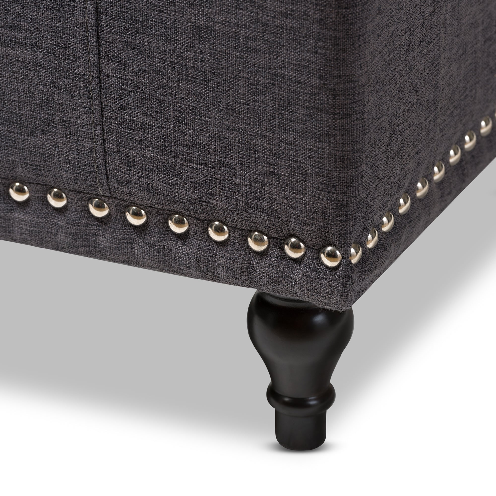 Baxton Studio Kaylee Modern Classic Dark Grey Fabric Upholstered Button-Tufting Storage Ottoman Bench