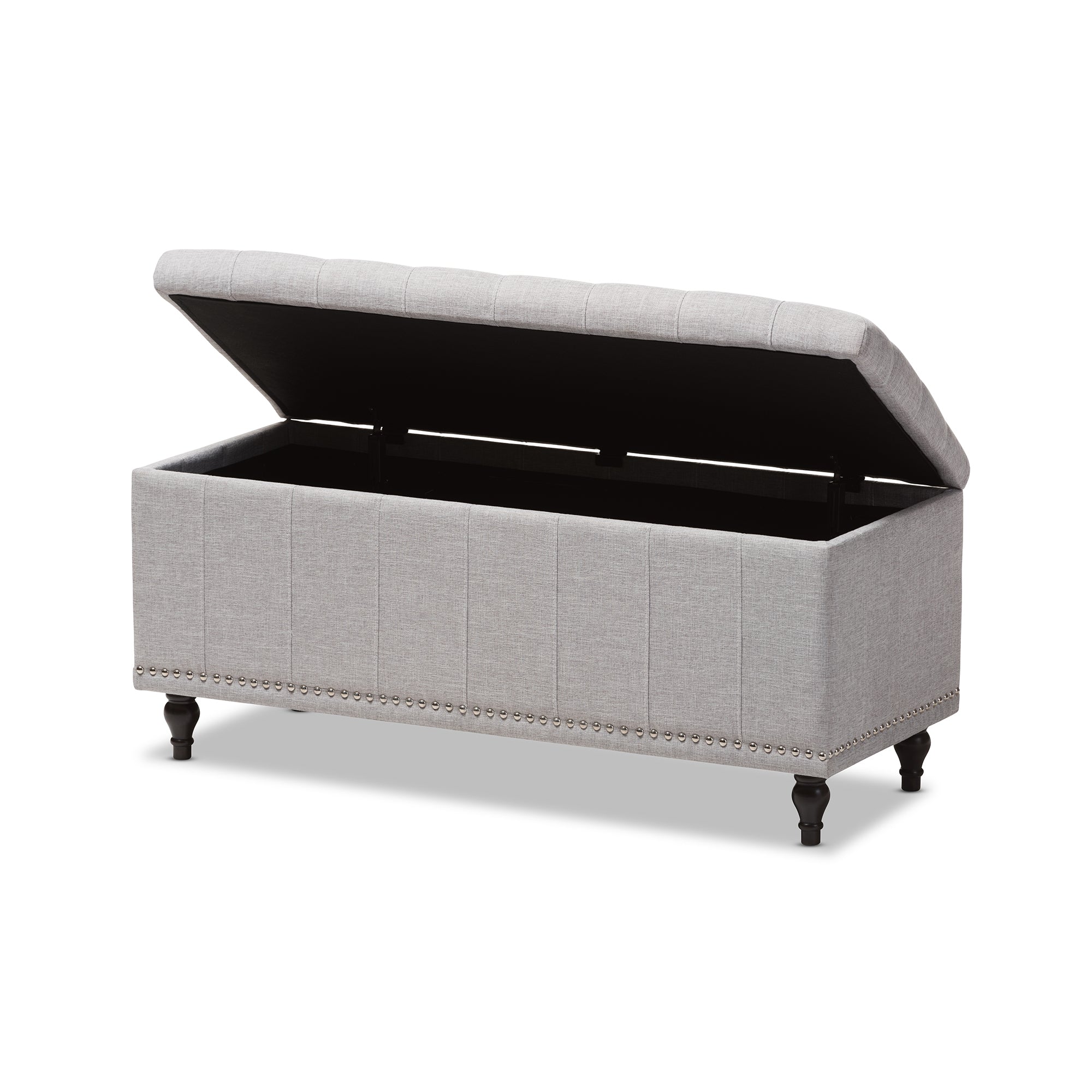 Baxton Studio Kaylee Modern Classic Grayish Beige Fabric Upholstered Button-Tufting Storage Ottoman Bench
