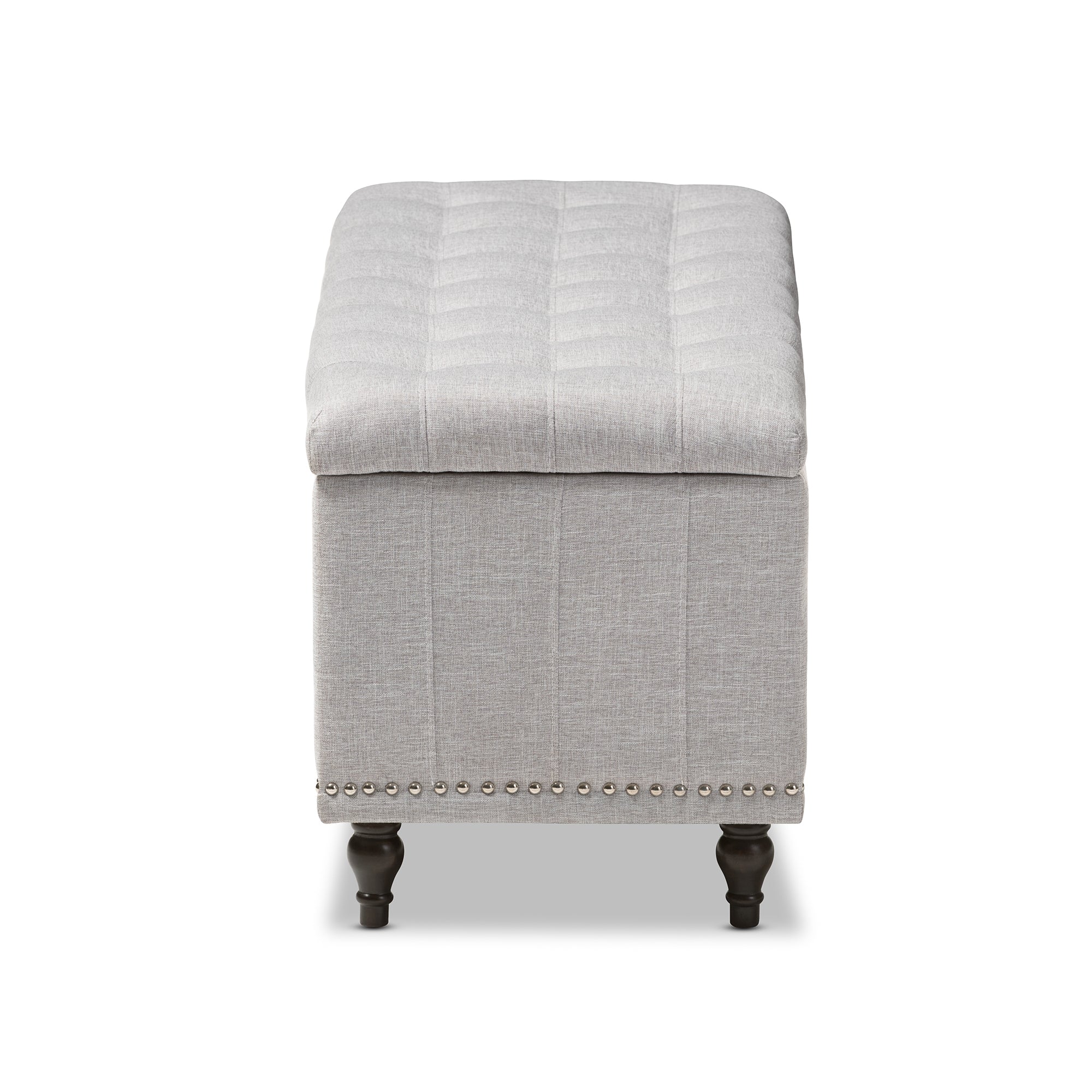 Baxton Studio Kaylee Modern Classic Grayish Beige Fabric Upholstered Button-Tufting Storage Ottoman Bench