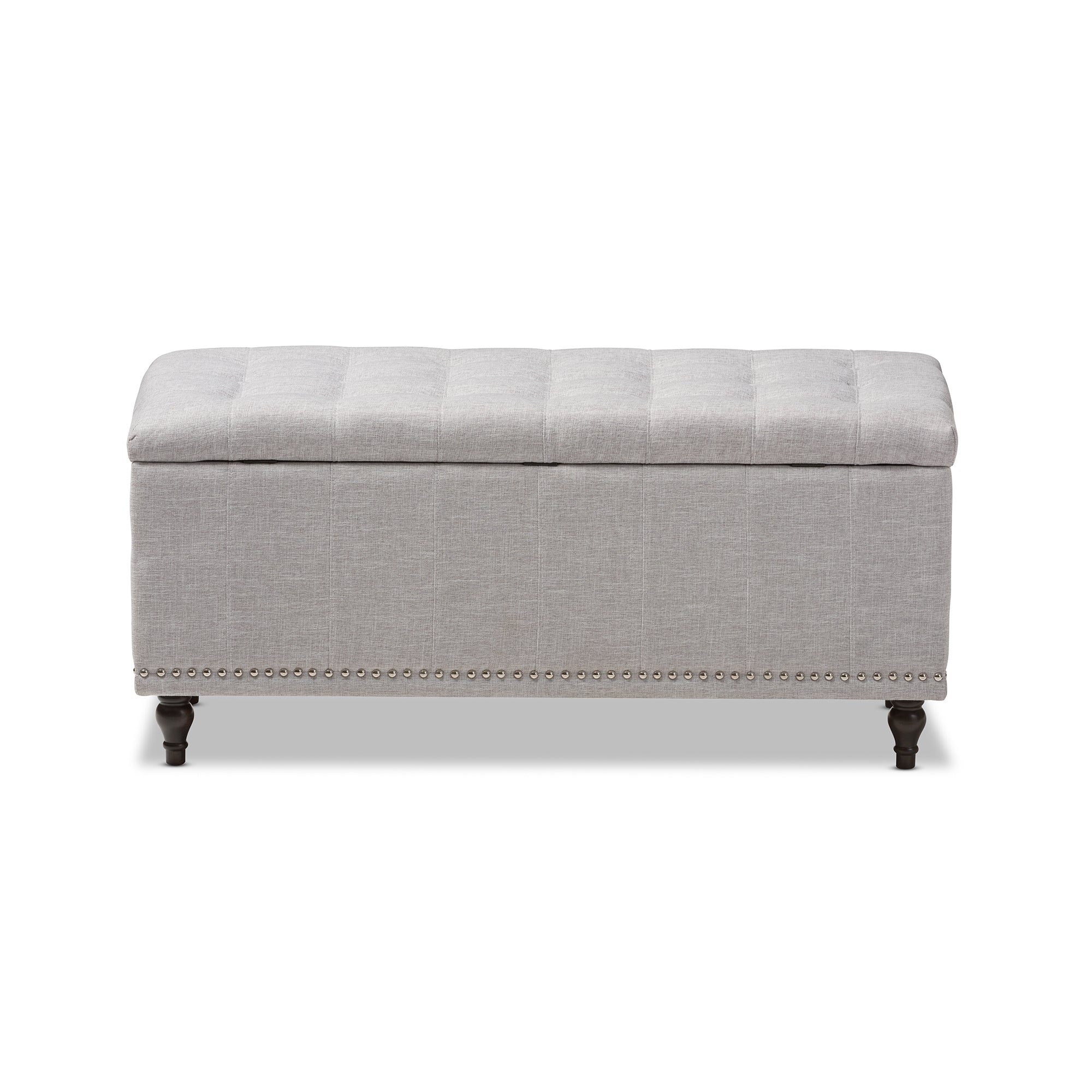 Baxton Studio Kaylee Modern Classic Grayish Beige Fabric Upholstered Button-Tufting Storage Ottoman Bench