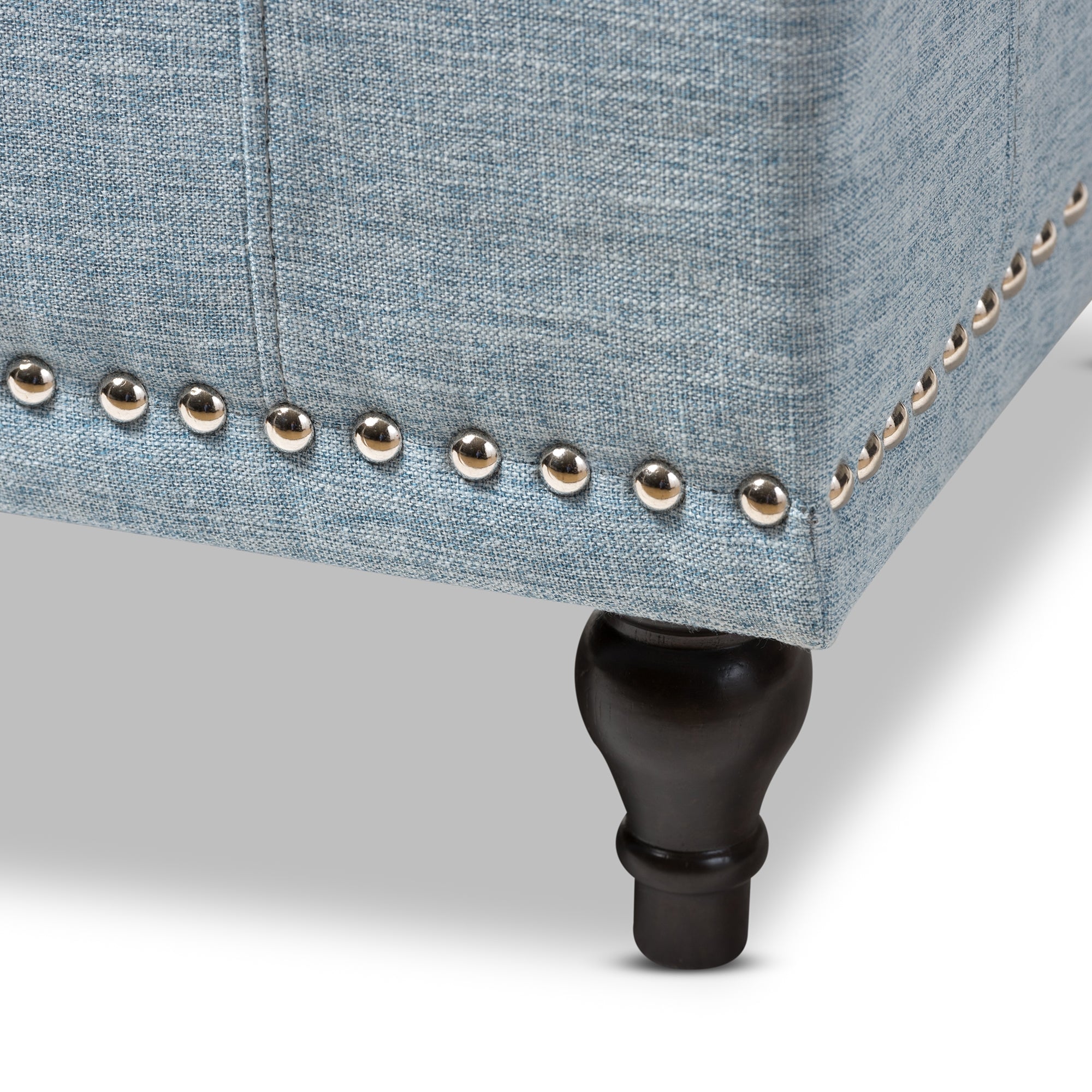 Baxton Studio Kaylee Modern Classic Light Blue Fabric Upholstered Button-Tufting Storage Ottoman Bench