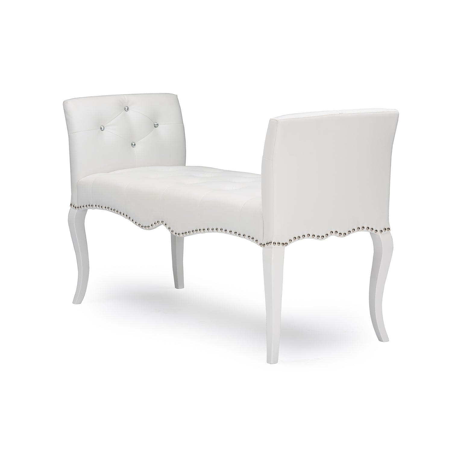 Baxton Studio Kristy Modern and Contemporary White Faux Leather Classic Seating Bench