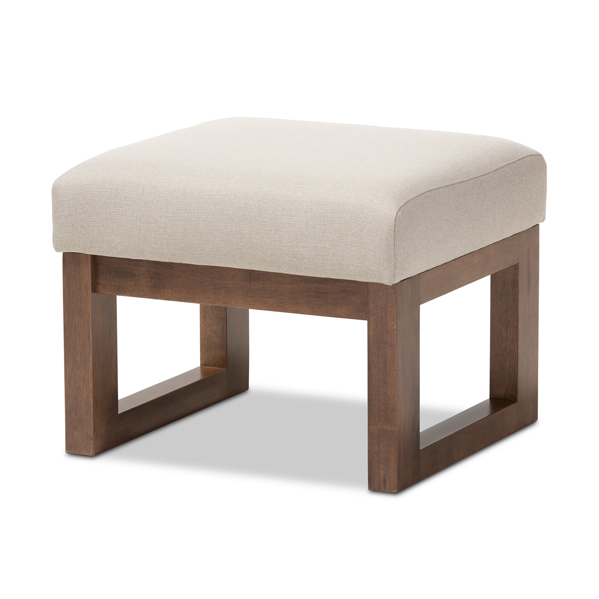 Baxton Studio Yashiya Mid-century Retro Modern Light Beige Fabric Upholstered Ottoman Stool