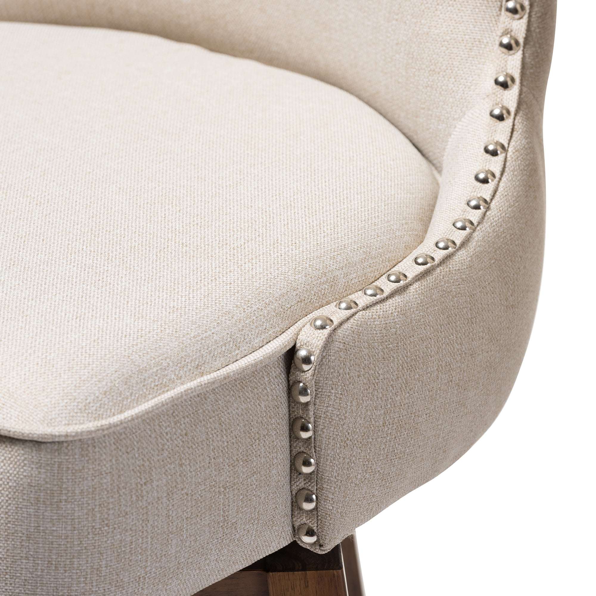Baxton Studio Gradisca Modern and Contemporary Brown Wood Finishing and Light Beige Fabric Button-Tufted Upholstered 2-Piece Swivel Barstool Set