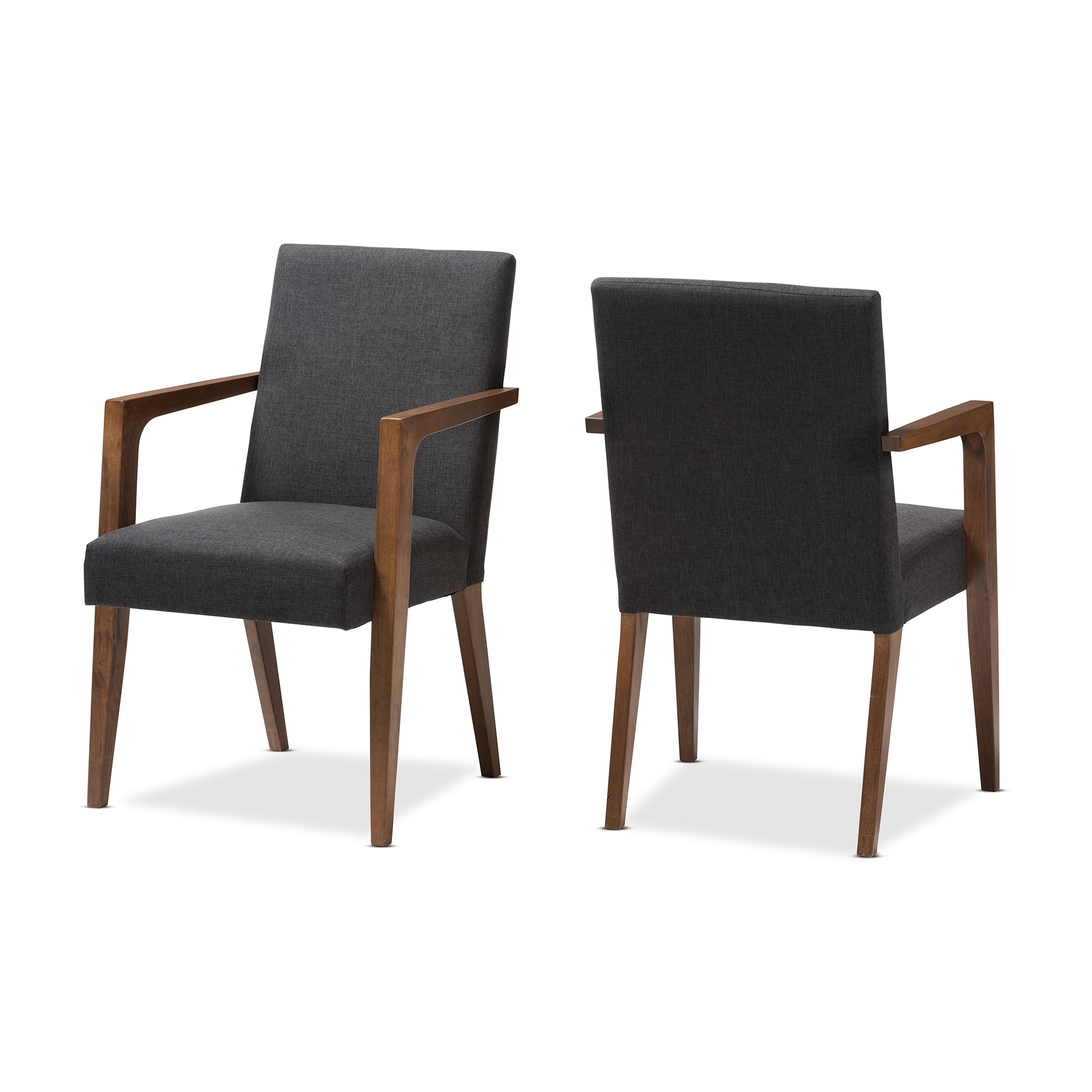 Baxton Studio Andrea Mid-Century Modern Dark Grey Upholstered Wooden 2-Piece Lounge Set